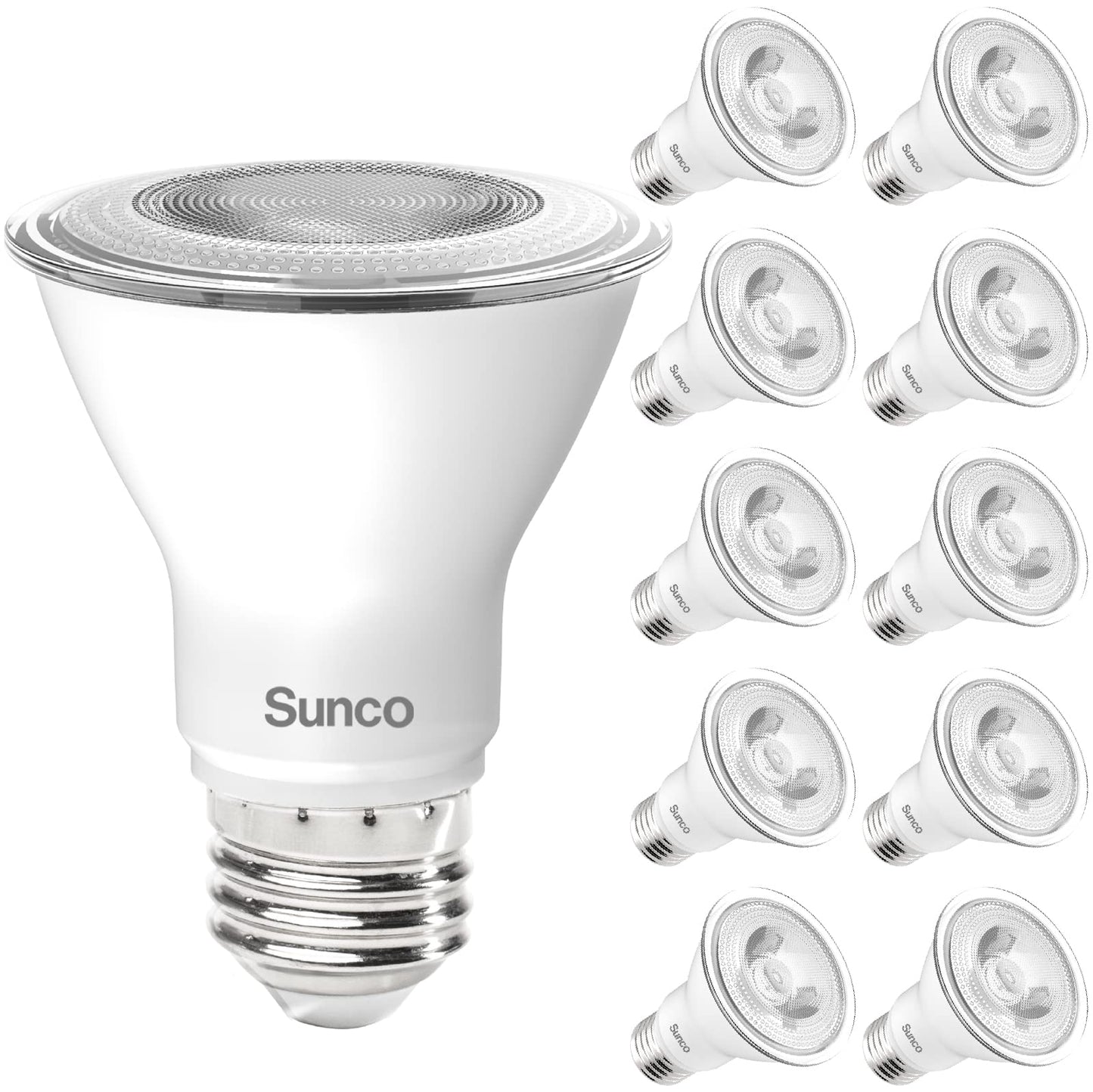 Sunco 10 Pack PAR20 LED Bulbs Flood Light Bulb, 500 LM, 7W (50W Equivalent), 2700K Soft White, E26 Medium Base, Dimmable, Track Lighting, for Indoor/Outdoor Use, Wet Rated, UL