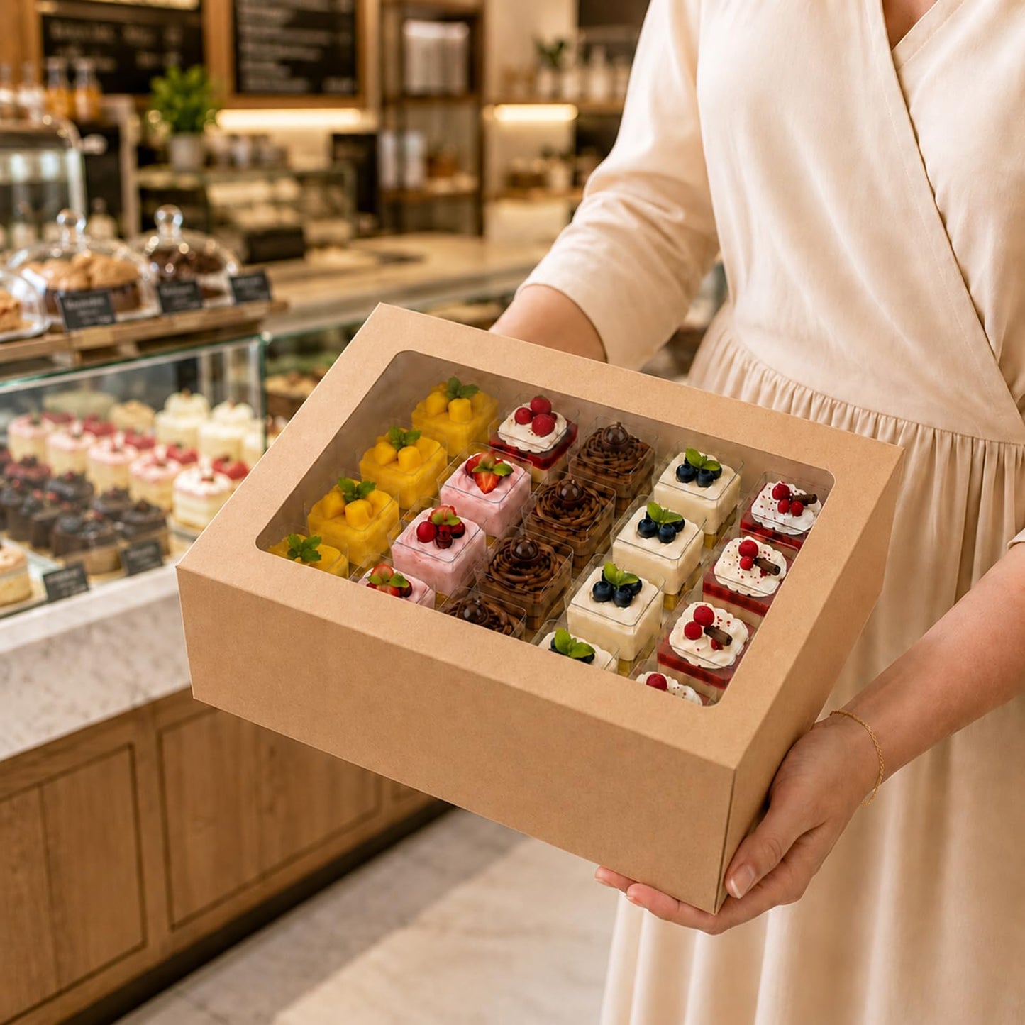 JRWTY Dessert Shooter Boxes 5 Pack, Each Box Holds 20 Count 5 oz Dessert Shooter Cups, Food-Grade Dessert Cup Holder Boxes with Inserts, Dessert Shooter Box Packaging for Parties, Catering (Brown)