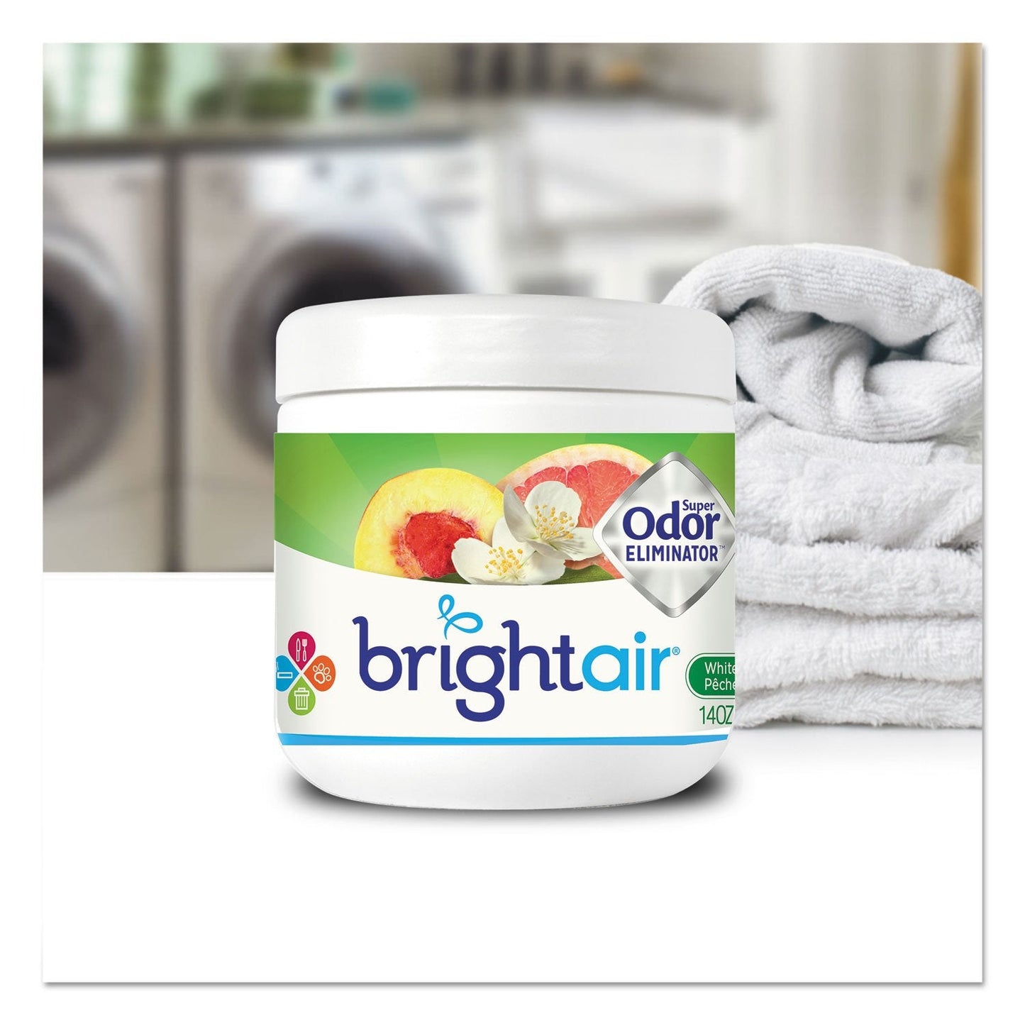Bright Air Solid Air Freshener and Odor Eliminator, White Peach and Citrus, 14 Ounces