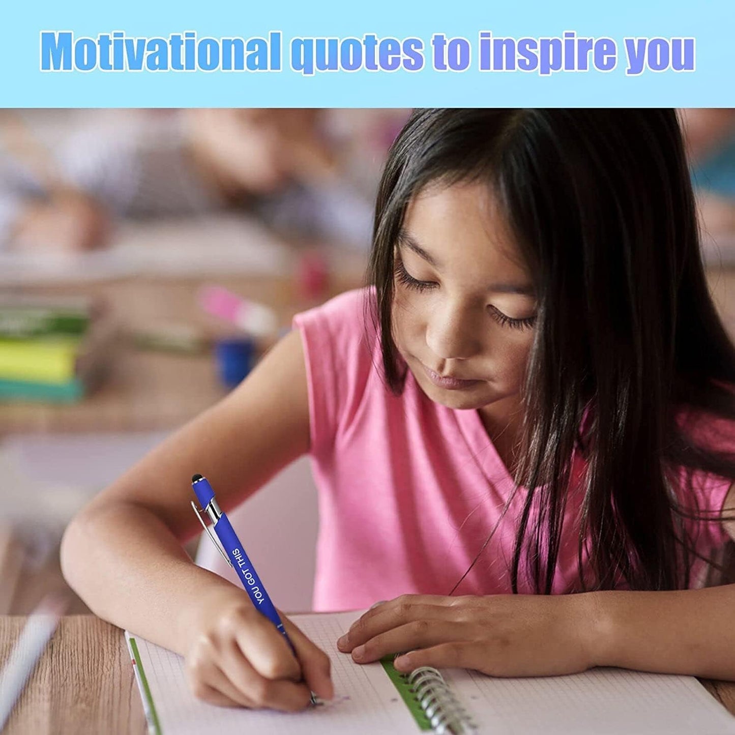 Greengines 100 Pcs Inspirational Pens - Motivational Ballpoint Bulk Pens with quotes Stylus Tip Gifts for School Coworkers Office Supplies Black Ink
