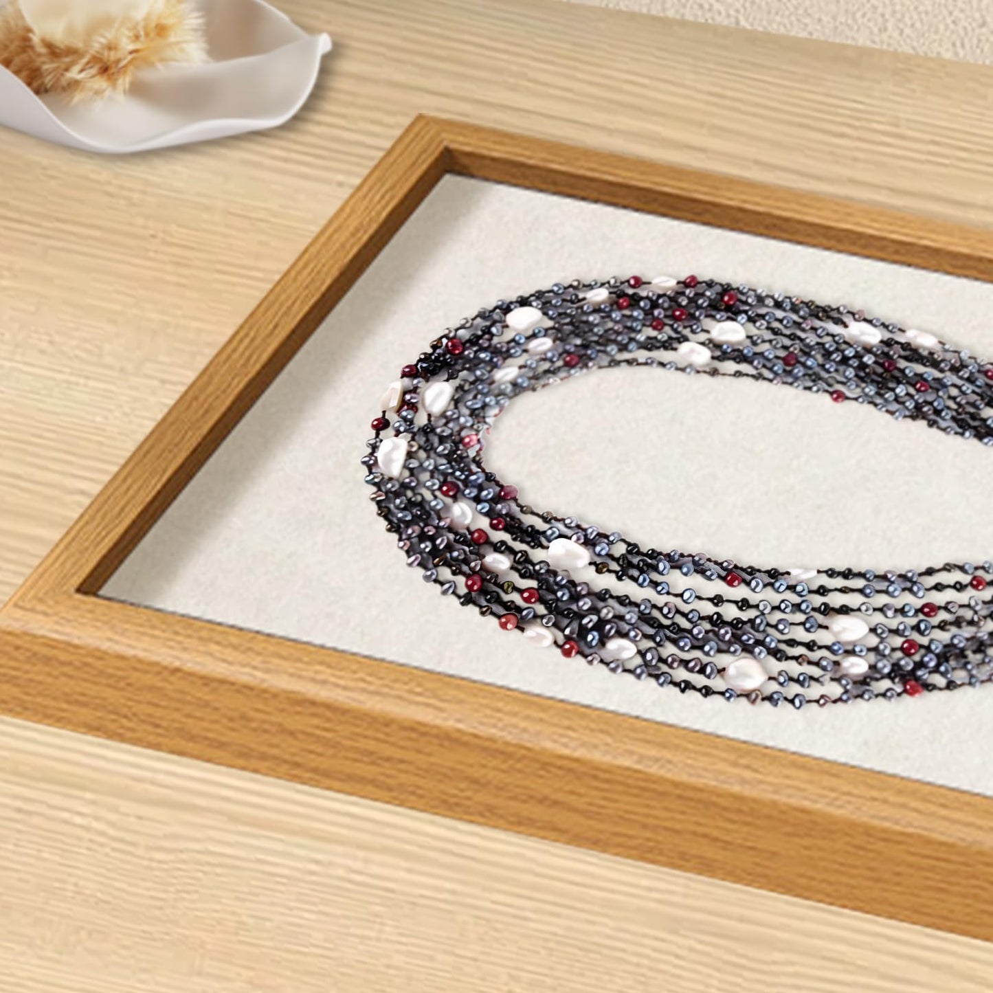 Elegant 24-inch Multicolor Pearl Necklace - Freshwater Pearl Necklace for Women Handcrafted Multi-Strand Rice Pearls with Sterling Silver Clasp Luxury Jewelry Gift