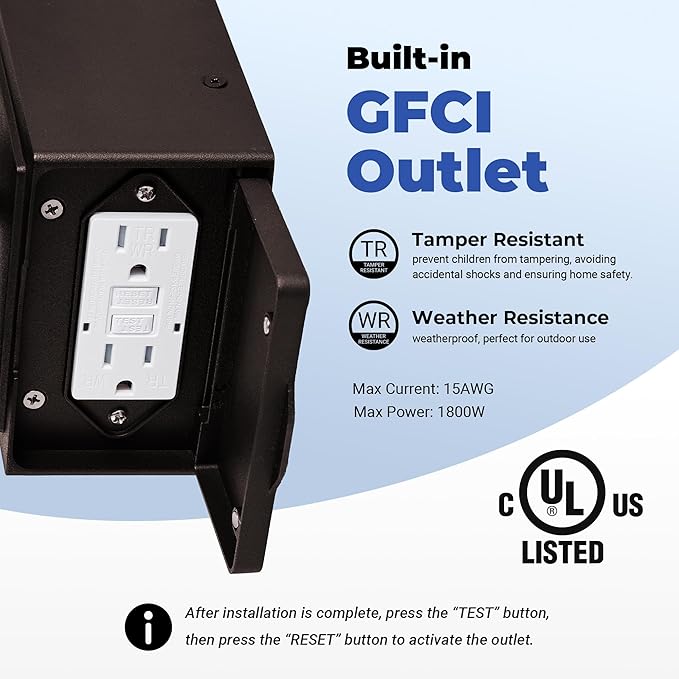 Motion Sensor Outdoor Lights with GFCI Outlet, 2-Pack ORB Dusk to Dawn Outdoor Lights, 5 Lighting Modes Exterior Light Fixture for House Front Door Patio Garage, Brightness Distance Adjustable