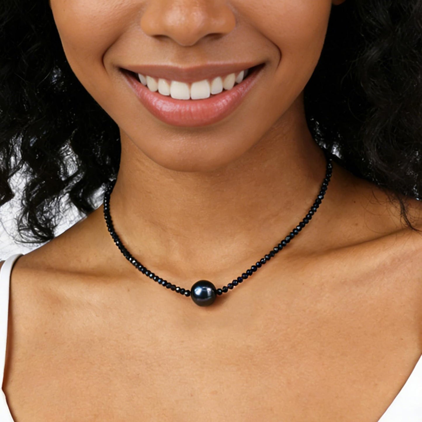 GEMTAL Dainty Single Pearl Pendant Necklaces for Women Trendy,Womens Black Pearl Beaded Choker Necklace,Delicate Round Freshwater Pearl Necklace Jewelry Gift for Women girls(Black)
