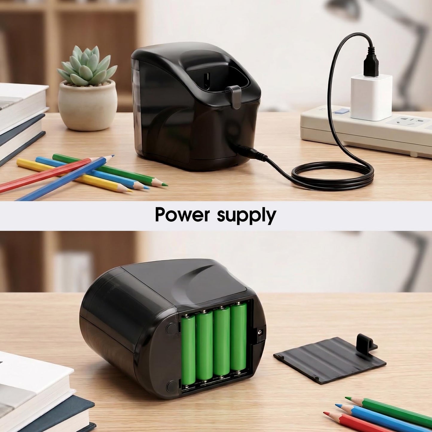 Electric Pencil Sharpener,Mini Automatic Pencil Sharpener.Suitable for No. 2/Colored Pencils (6-8 mm),Applicable to School/Classroom/Office/Home