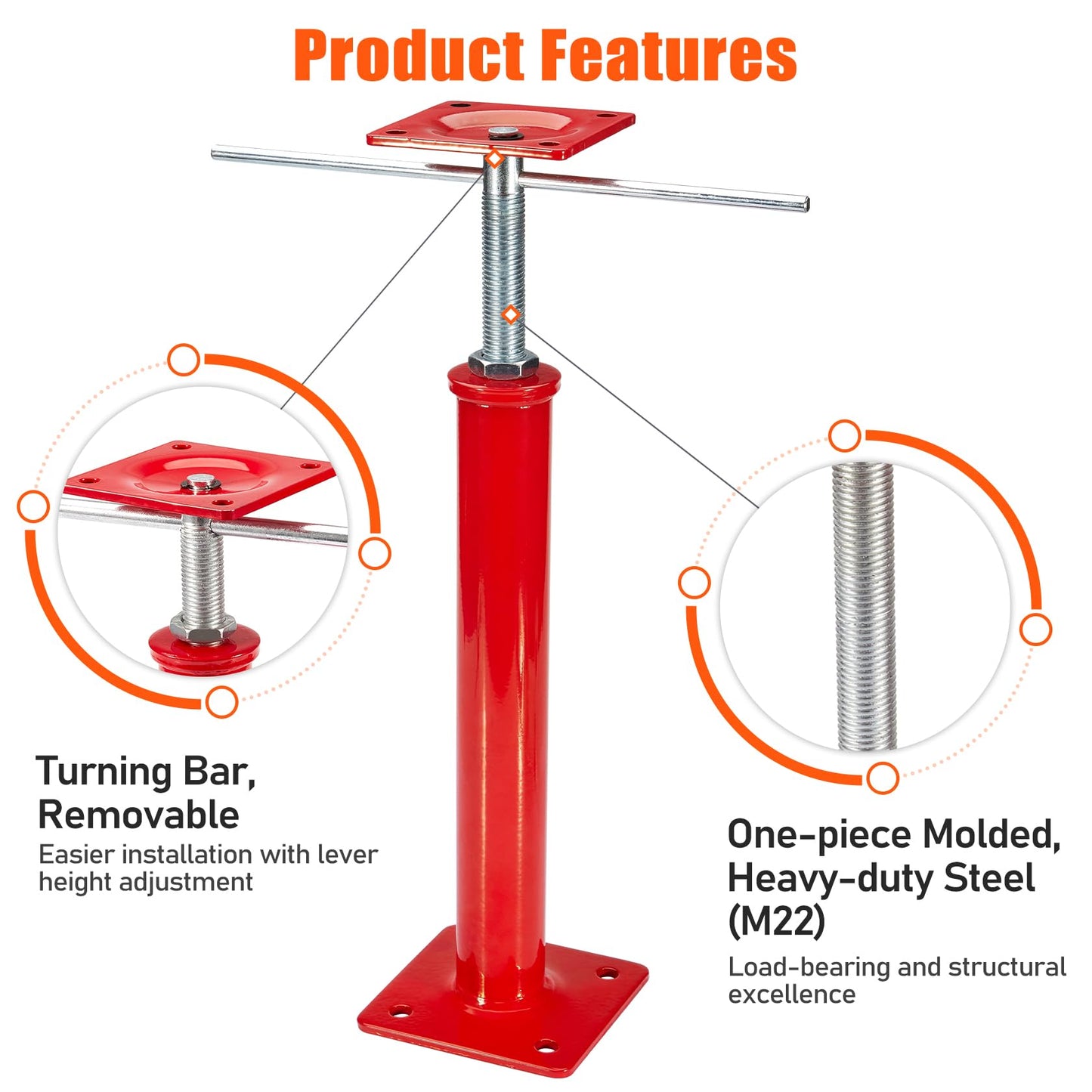 House Jacks for Leveling Crawlspace, 16" - 21" Height Range, 11023 lbs Max Load Capacity, House Floor Jacks Post Pole for Leveling, 2 Pack