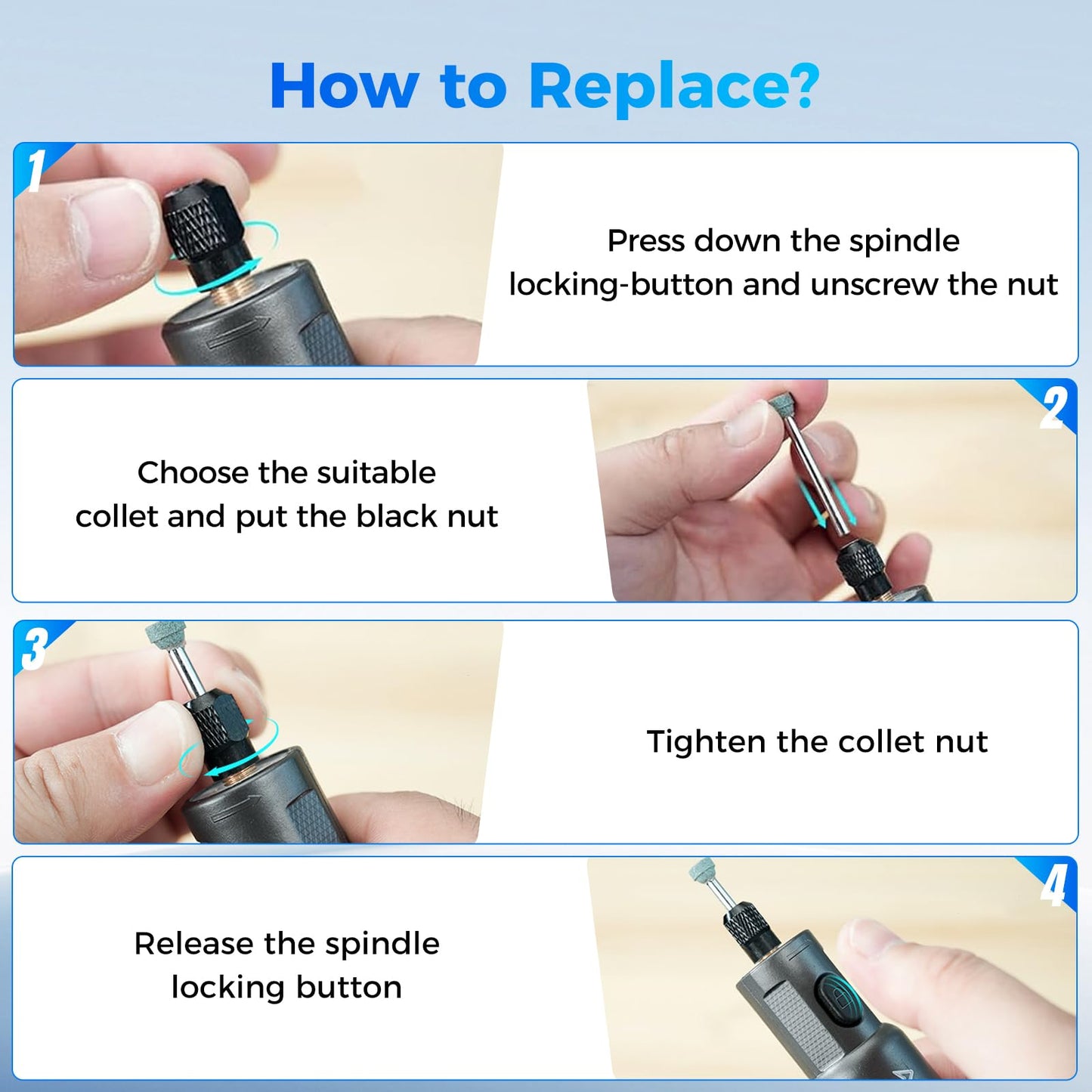 Creality Cordkess Rotary Tool, 6-Speed Mini Rotary Tool Kit with 24 Accessories, Multi-Purpose 3.7V Rechargeable Power Rotary Tool for Sanding, Polishing, Drilling, Engraving, DIY Crafts