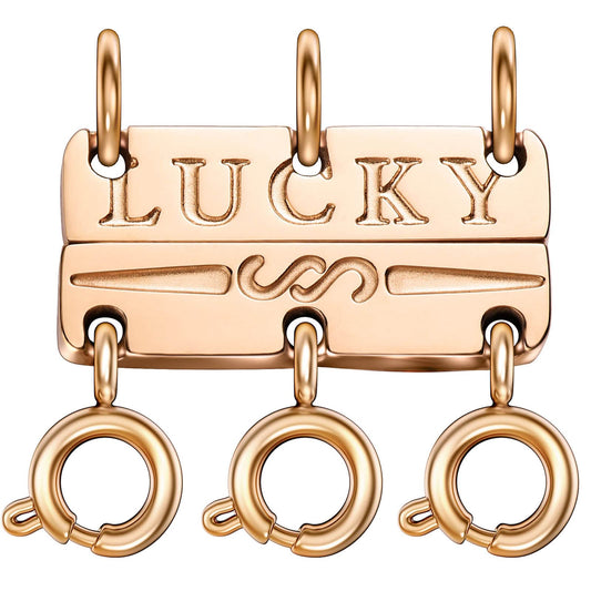 Qulltk Lucky Necklace Separator for Layering Strong Magnetic Clasps, 14K Gold and Silver Multiple Necklace Clasps for Layered Look