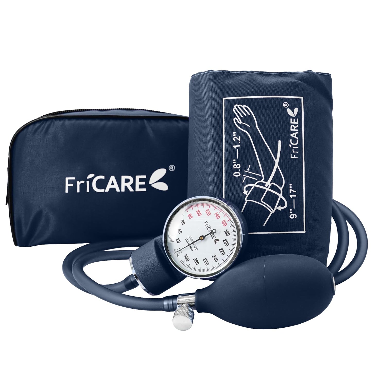 FriCARE Manual Blood Pressure Cuff for Nursing Students, Aneroid Sphygmomanometer for BP Monitoring, Home & Medical School Essentials with Carrying Case, Universal Adult Size, Blue
