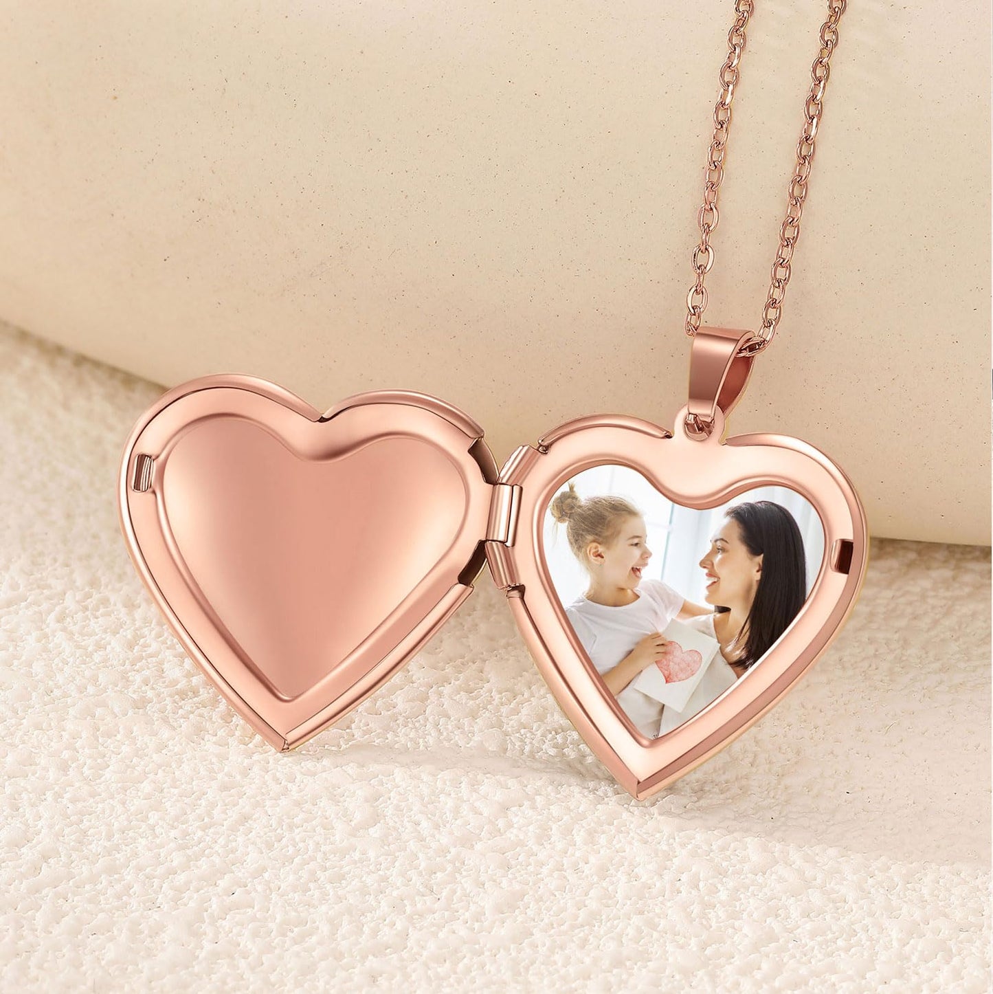 PHOCKSIN Rose Gold Heart Locket Necklace 12 Birth Flowers Personalized Love Heart Necklace that Holds Pictures Customized Gifts Locket Necklaces for Birthday