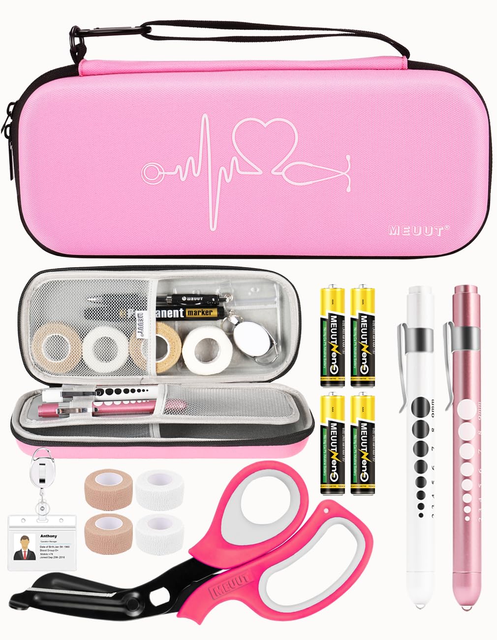MEUUT 15 pcs Stethoscope Case Kits, Perfect Nurse Gift Include Stethoscope Case, Penlights, Medical Scissor, Bandage Wraps, Badge Holders for Nurse Student