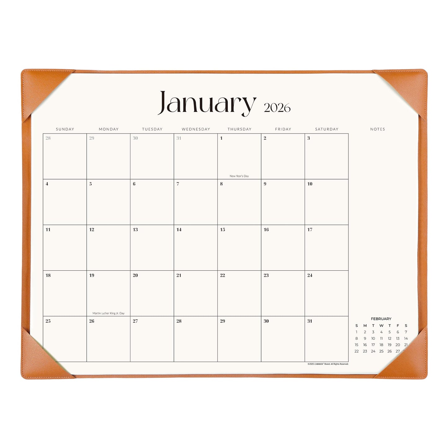 Simplified Desk Calendar 2026 with Desktop Mat, Cabbrix Large Desk Pad Calendar 21" x 16-1/2" Including January 2026 to June 2027 Desk Blotter Calendar for Home School and Office (Brown)