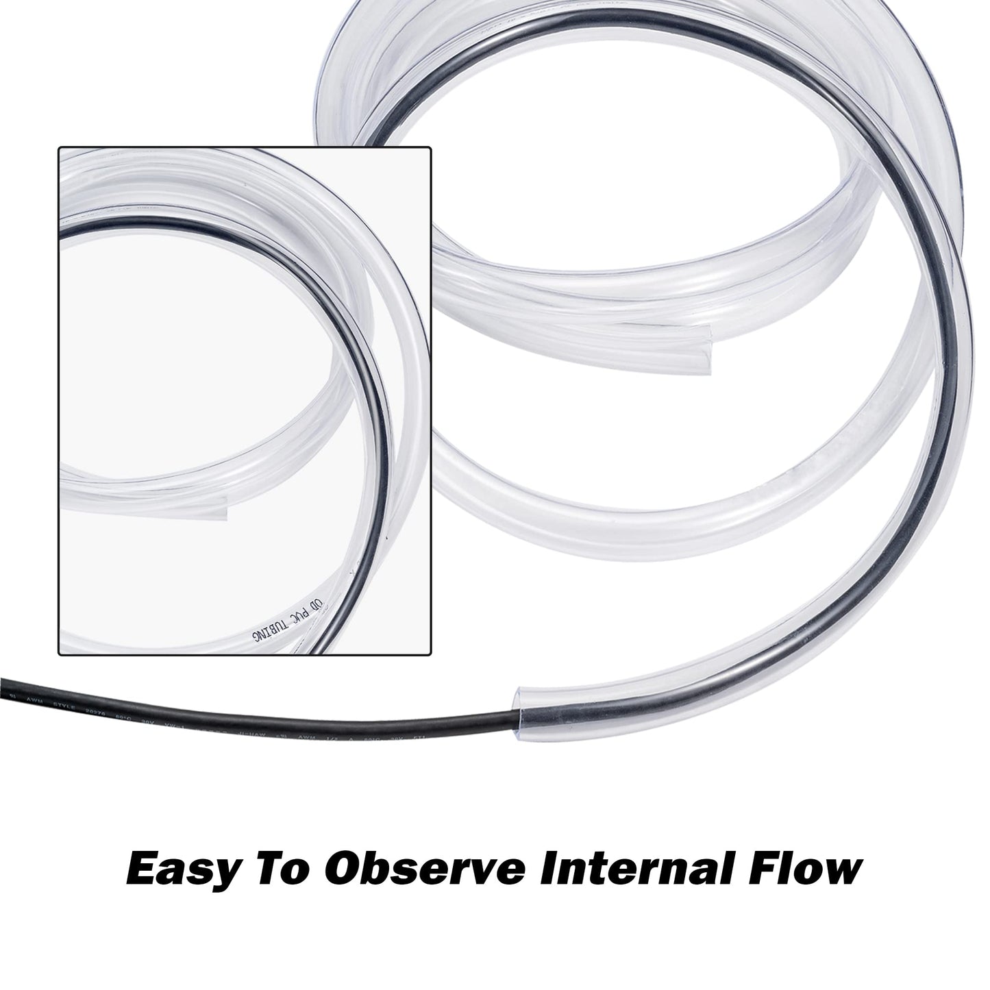 DAVCO 1/2" ID - 10 ft Clear Vinyl Tubing, Low Pressure Flexible PVC Tube, Heavy Duty UV Chemical Resistant Lightweight Plastic Vinyl Hose, BPA Free and Non Toxic, with 2 Stainless Clamps