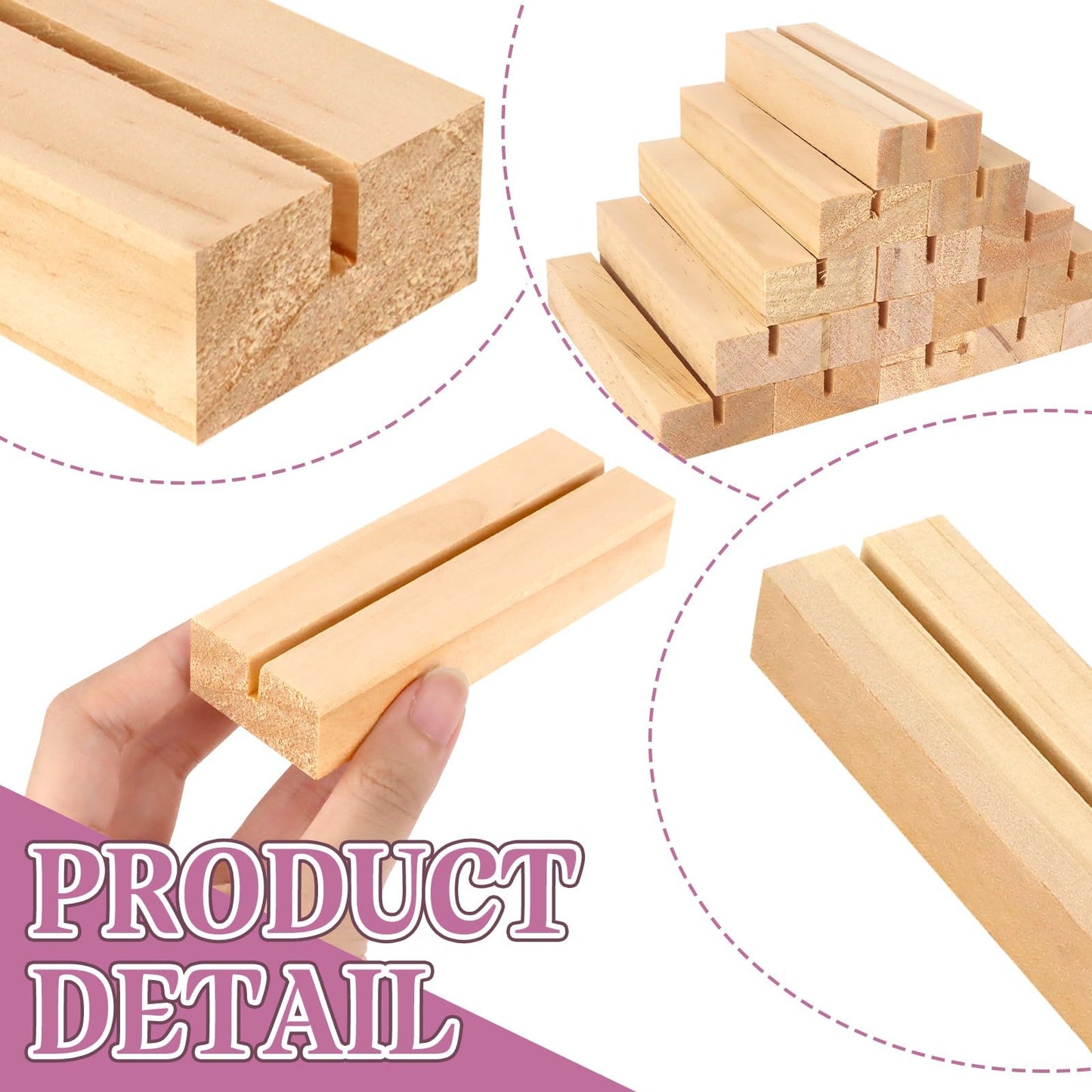 ISUSSER 30Pcs 3.9x1.4 Inches Wood Table Number Stands, Wood Place Card Holders, Picture Holder Acrylic Sign Holders for Wedding, Ceremony, Birthday, Party, Home Decoration, Events