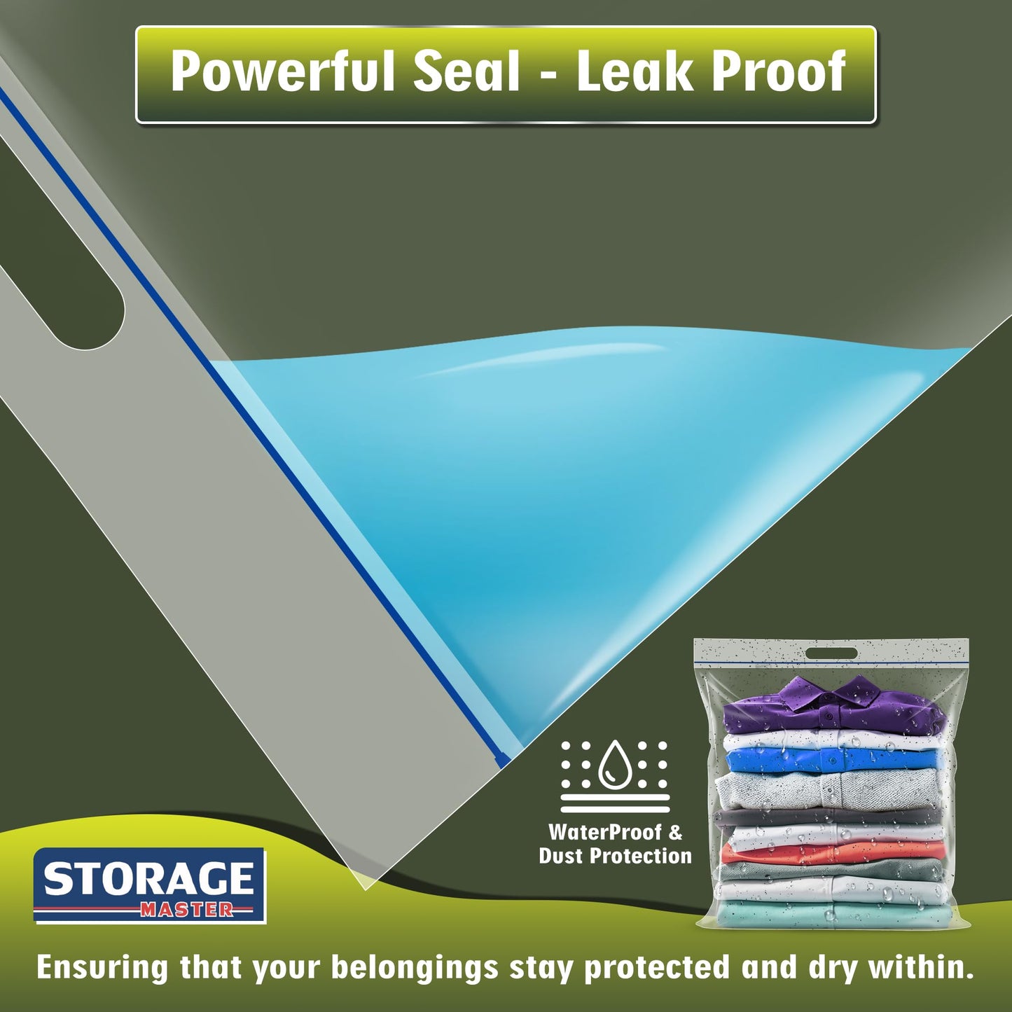 3 Gallon Extra Large Zipper Bag, 16” x 18” Clear Plastic Zip Bag with Handle for Storage, Moving Travel, 2mil Thick Resealable Lock, 60 pack