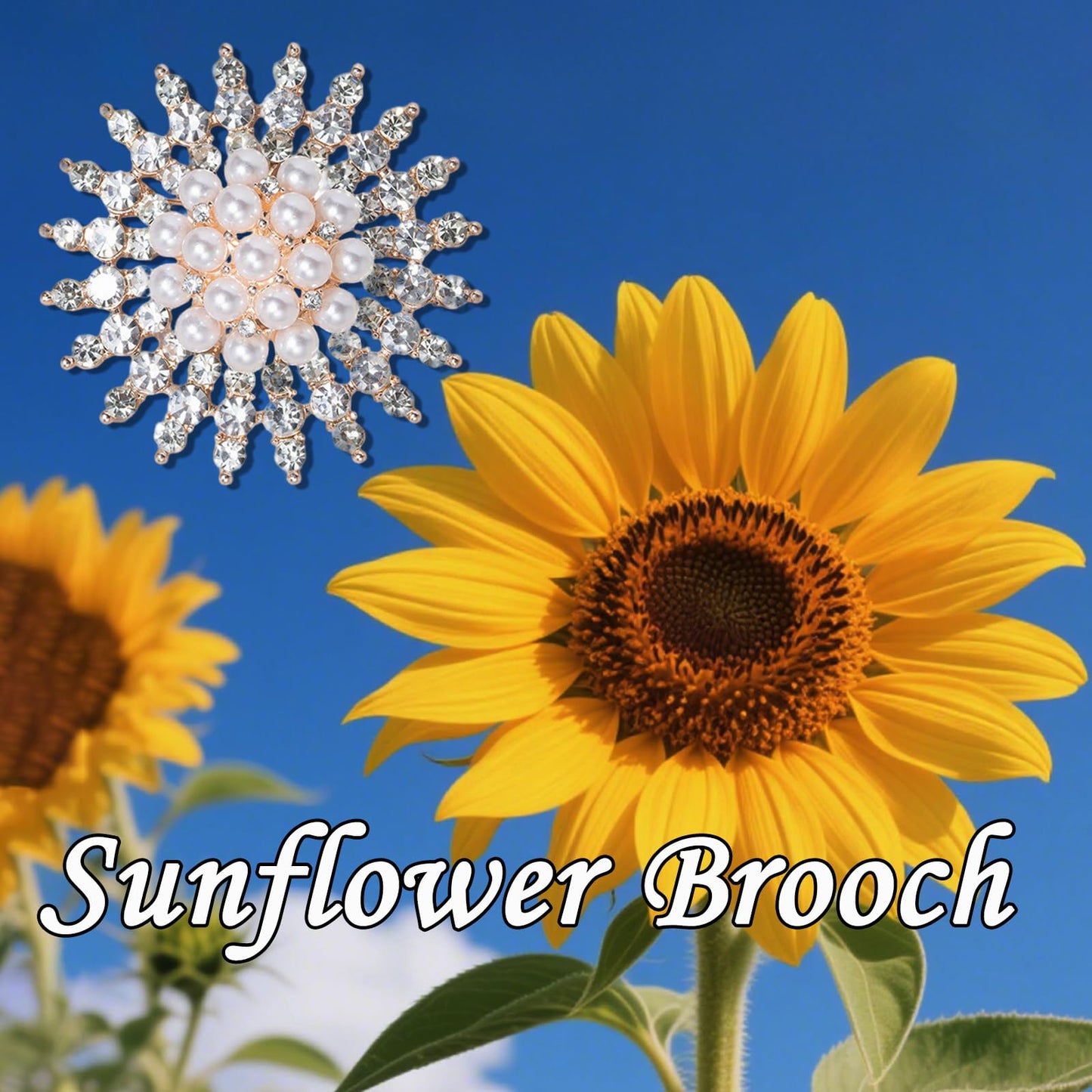 Sunflower Brooch for Women Rhinestone Pearl Sunflower Pin Sunflower Jewelry Birthday Mother's Day for Mother Wife Girlfriend