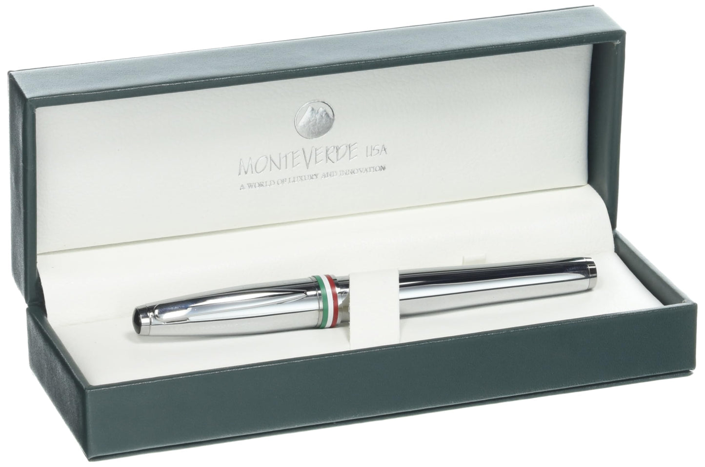Monteverde USA Aldo Domani Italia Fountain Pen Mirror Chrome - Flex Nib - Luxury Writing Pen - Italian Design - JoWo Stainless Steel Nib - Smooth Ink Flow - Refillable - Gift Box Included