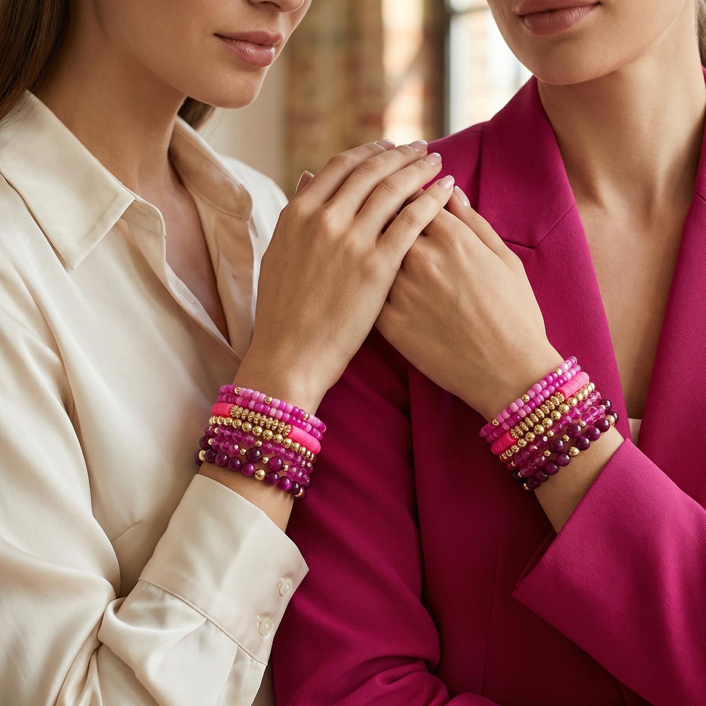Briutn Stackable Beaded Bracelet for Women Stretch Boho Bracelet Summer Beach Jewelry