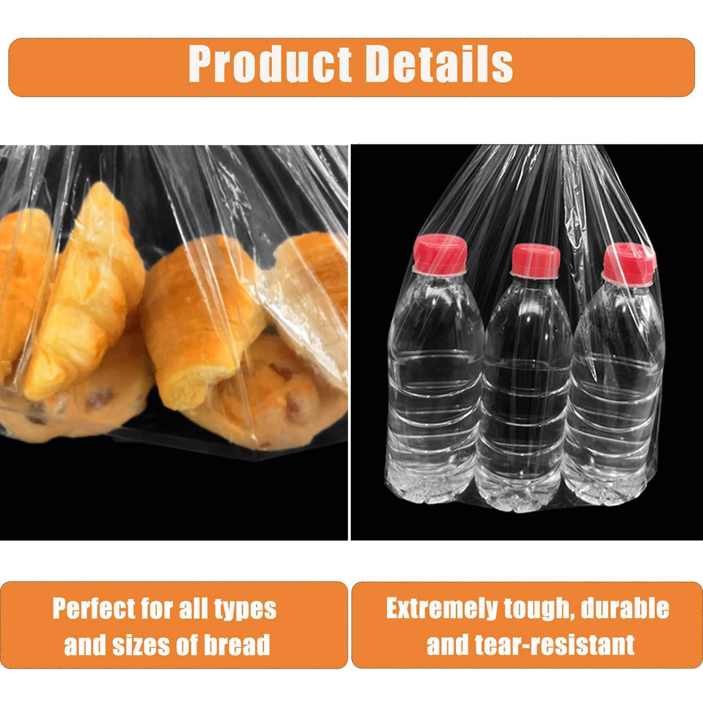 Homrelaxy 300Pcs Plastic Bread Bags for Homemade Bread and 330 Ties, 18 x 8 x 4 Inch Reusable Clear Loaf Bags, Adjustable, Perfect for Home Bakers and Bakeries