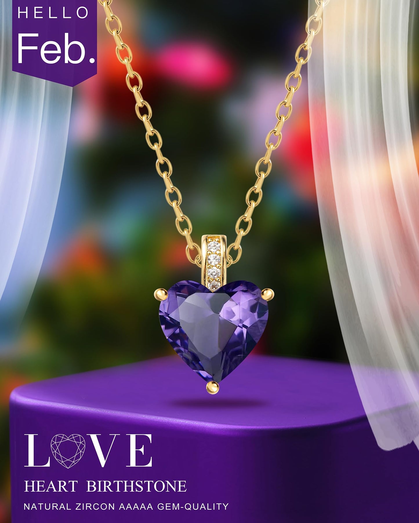 MIDDLUX February Birthday Gifts for Women, Amethyst Jewelry for Women, Amethyst Necklace for Women, February Birthstone Necklace, Purple Necklace