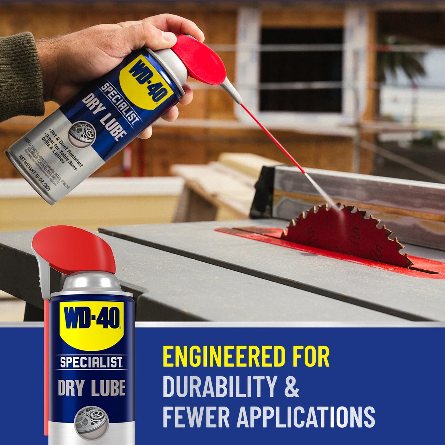WD-40 Specialist Dry Lube with Smart Straw, Lubricant for Corrosion Protection on Table Saws, Drills and Lathes, Industrial Strength Friction-Reducing Formula, 10 Oz., 6-pack case