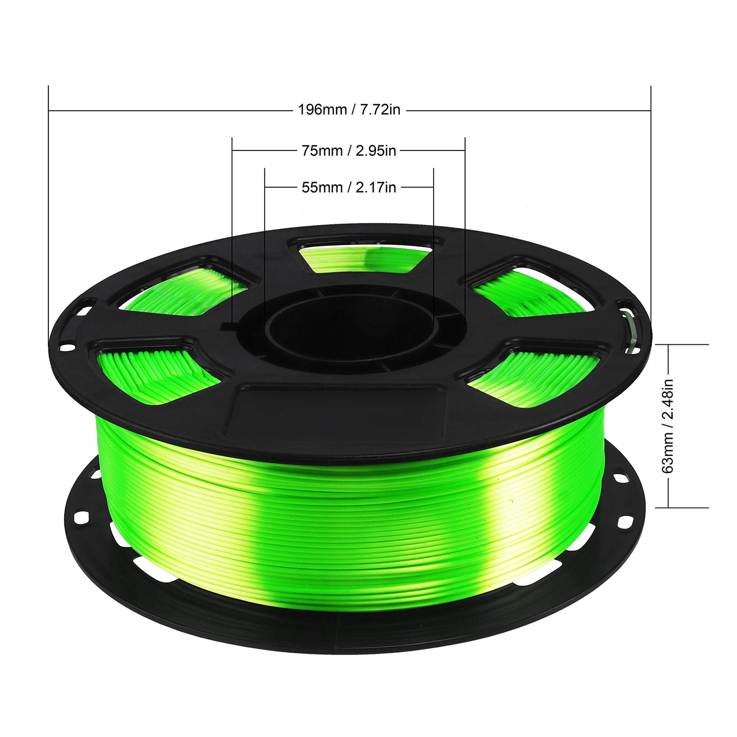 Shiny Silk Bright Lime Green PLA 3D Printing Material, 1kg 2.2lbs 1.75mm 3D Plastic Material, Widely Support for FDM 3D Printer, Easy to Print with Extra Sample by BBLIFE