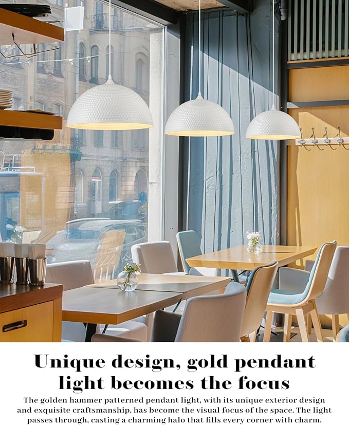 White Pendant Light 2 Pack, 16 inch Large Industrial Pendant Light, Farmhouse Kitchen Pendant Lighting, White Dome Pendant Lights for Kitchen Island, Dining Room Living Room