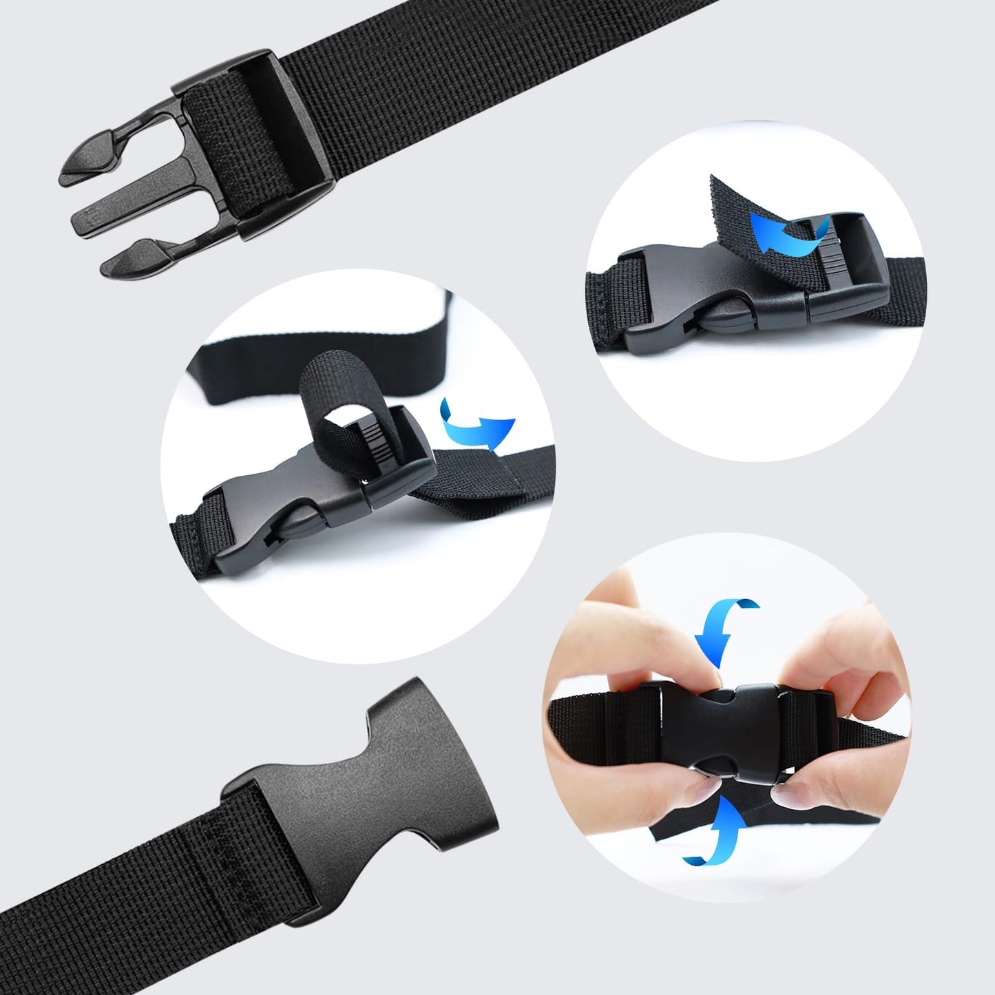 S SYDIEN 10Pcs Tie Down Straps Black Adjustable Nylon Strap with Buckles 1" x 47" (3.9ft) Straps with Quick Release, Lashing Strap for Backpacking, Outdoor Activities