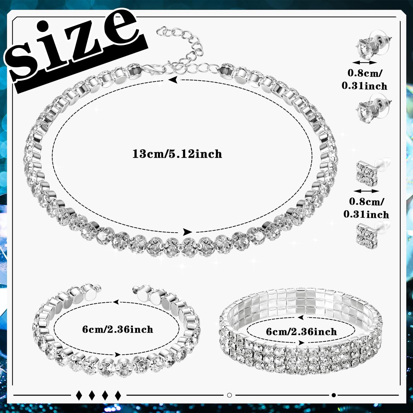Glenmal Pearl Rhinestone Jewelry Set for Women Pearl Necklace Bracelet Earrings for Wedding Birthday Bridal Shower Tea Party(Fresh Style)