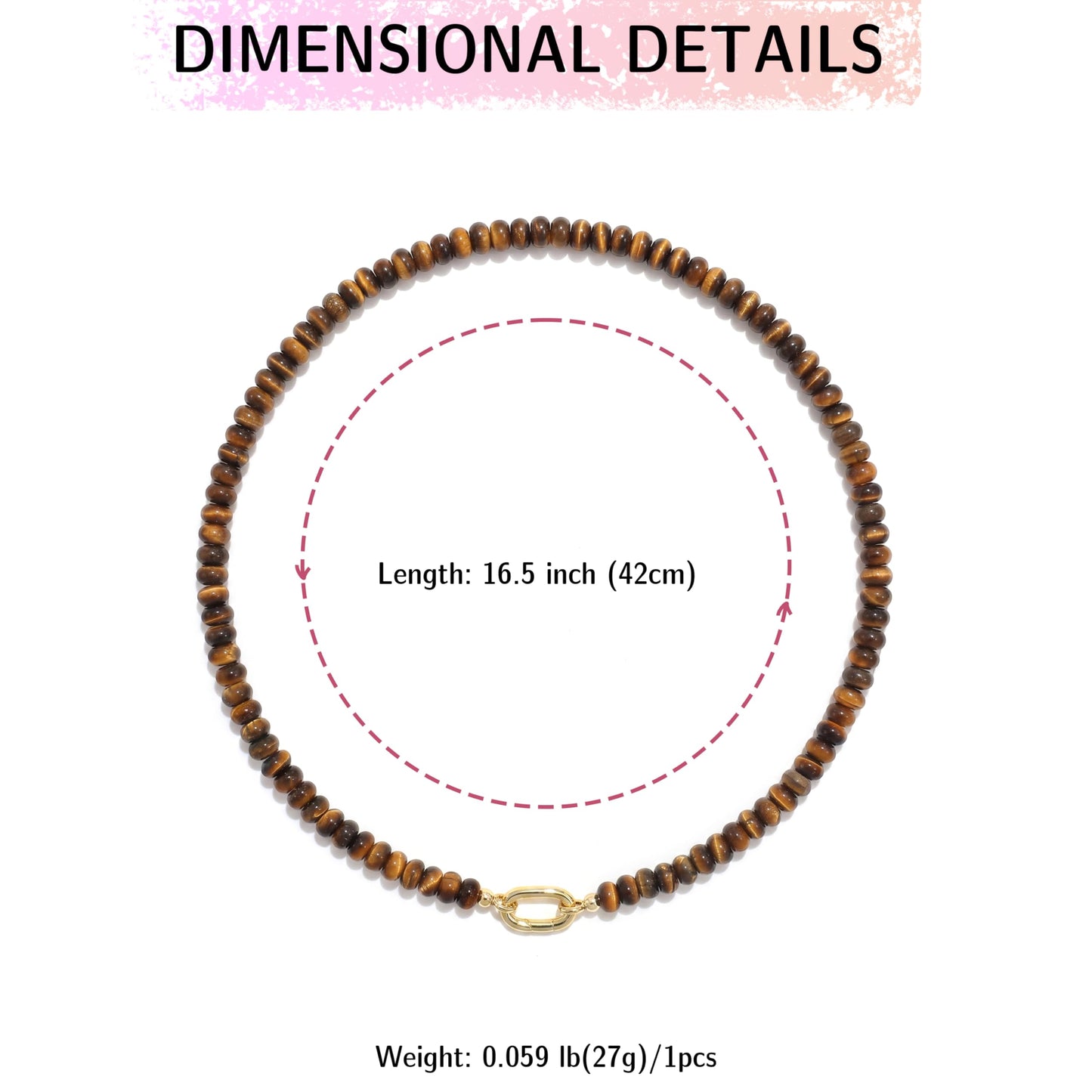 CONRAN KREMIX Tiger Eye Stone Beaded Necklace for Women,Natural Stone Bead Choker Necklaces Boho Summer Beach Necklace Gemstone Jewelry Gift for Women