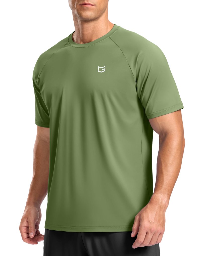 G Gradual Men's Athletic Workout T-Shirts Moisture Wicking Cooling Running Shirts Short Sleeve Performance Tee for Gym Tennis(Military Green,XXL)