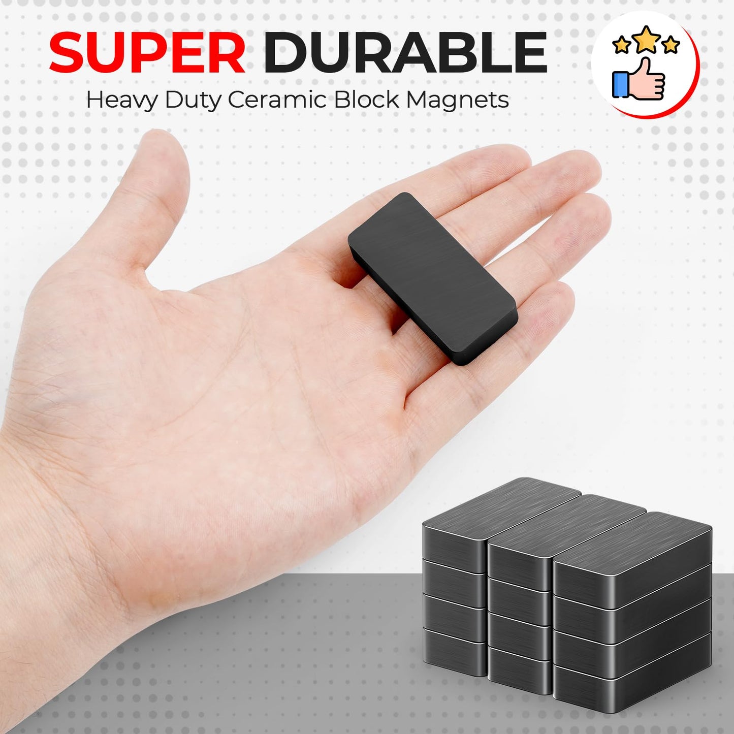 Grtard 24 Pack Heavy Duty Ceramic Magnets Strong, 1 7/8" x 7/8" x 3/8" Rectangular Ferrite Magnets, Grade 8, Black Ceramic Blocks Magnet for Crafts, DIY, Science, Fridge, Whiteboard, Hanging Tools