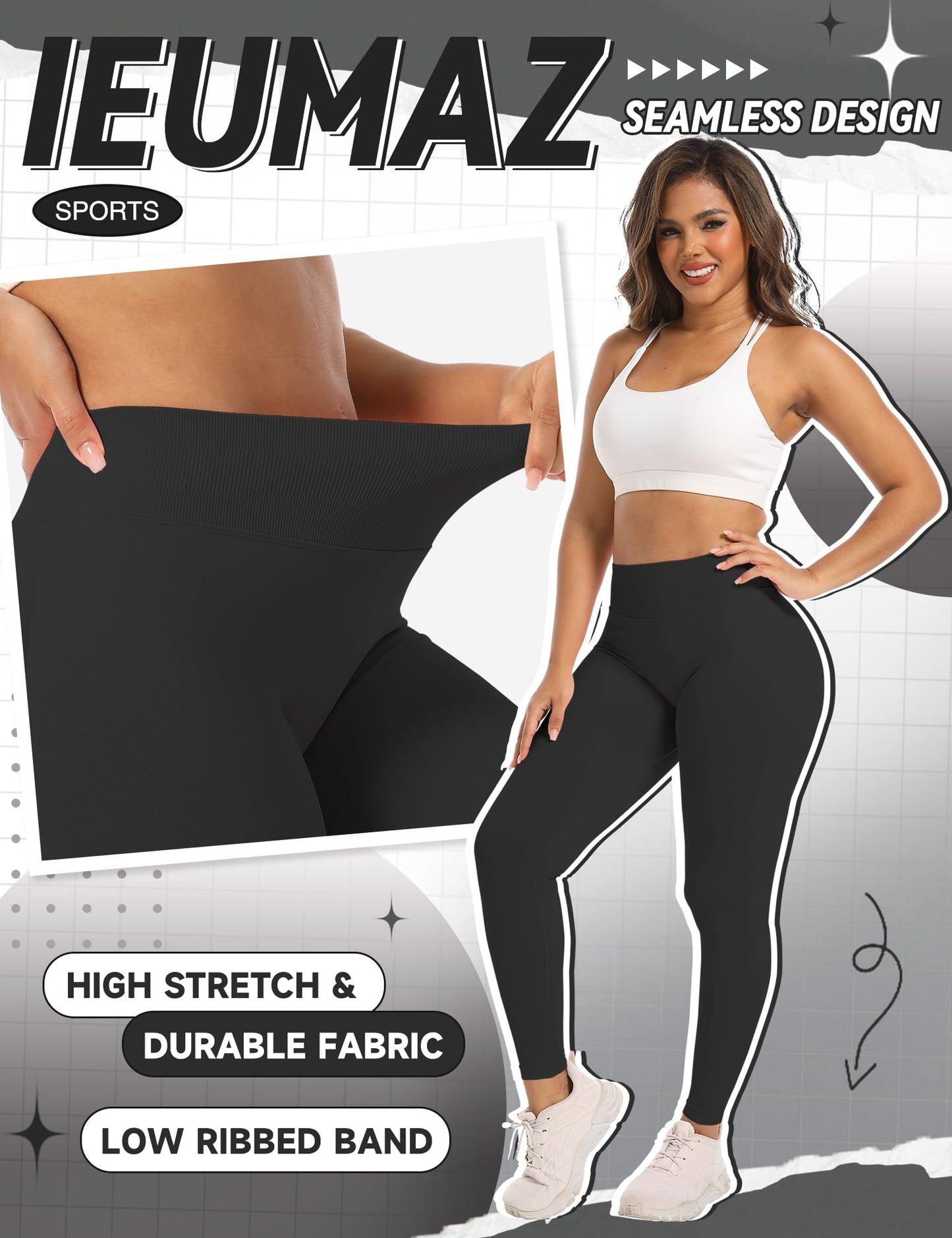 Ieumaz Scrunch Butt Lifting Leggings for Women Seamless Workout Yoga Pants