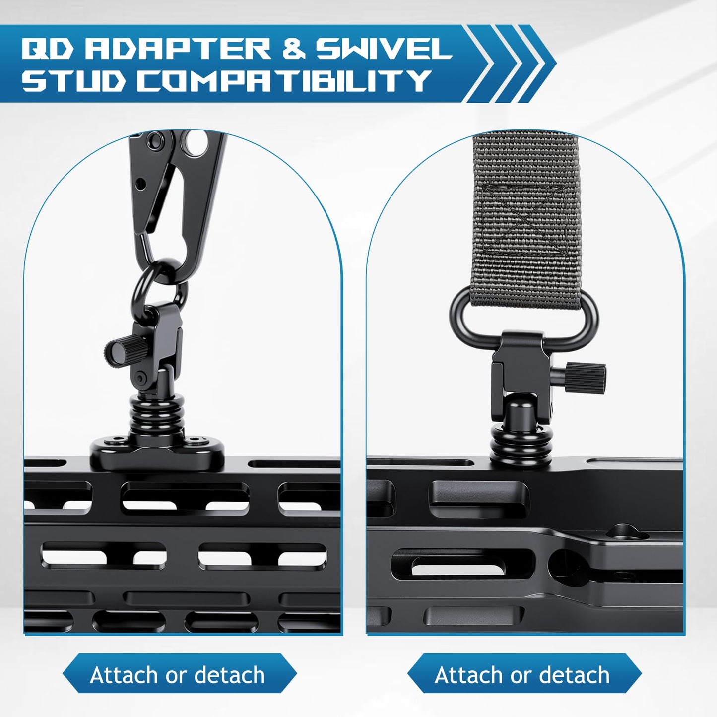 GGYOU QD Sling Swivel Stud for QD Sling Mount, Heavy Duty Steel Quick Detach Sling with Button