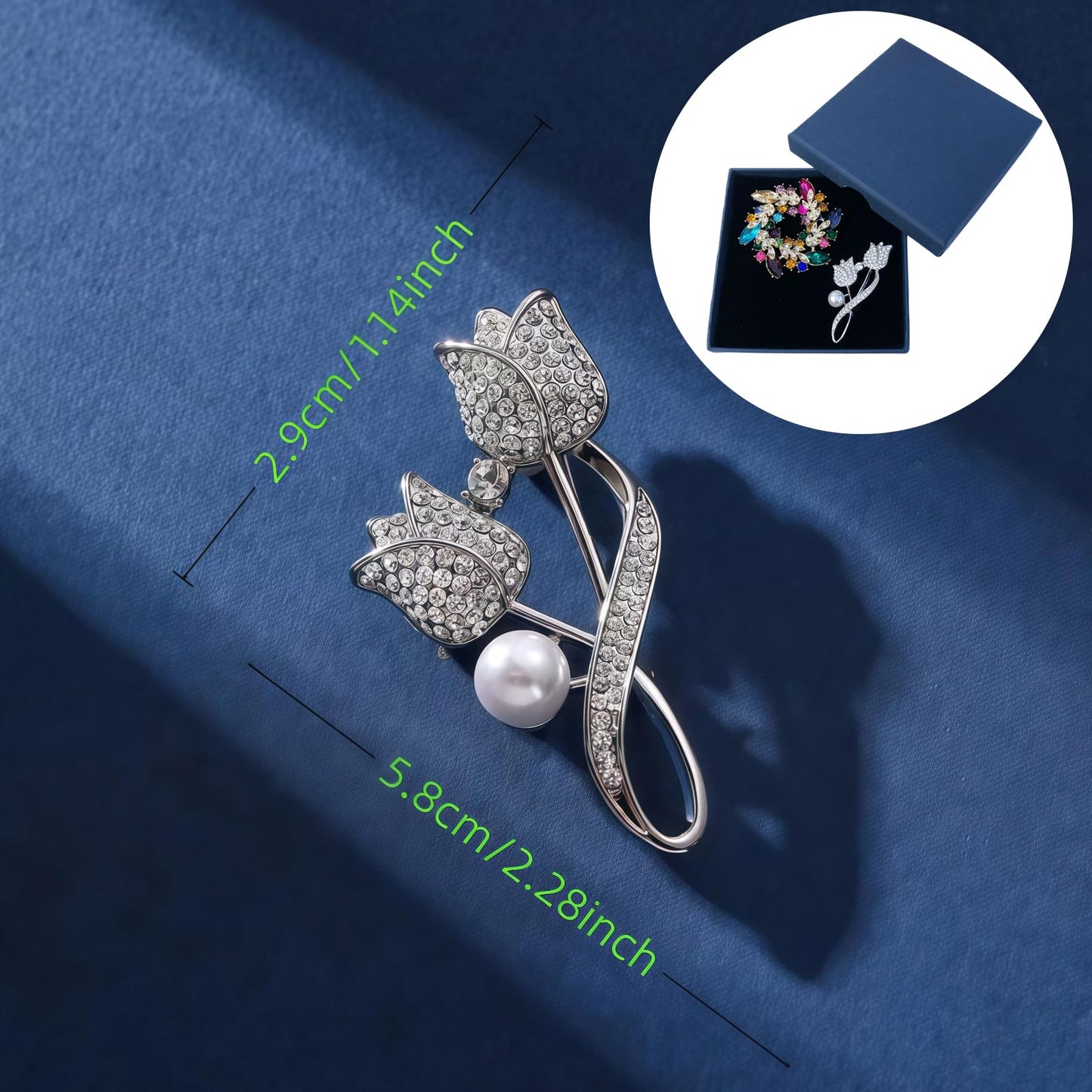 Yaximhozz 2pcs Rhinestone Brooch Pin for Women Dress Elegant Stylish Crystal Brooches Fashion Accessories Pins Lapel Boutonniere Ideas Wedding Christmas Birthday Jewelry Easter Gift (11 Red Colorful/Silver)
