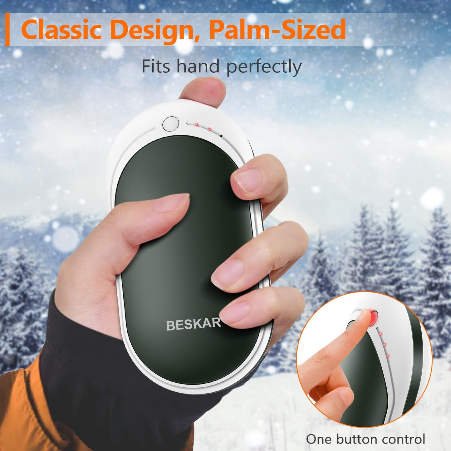BESKAR Rechargeable Hand Warmer, 5200mAh Electric Hand Heater