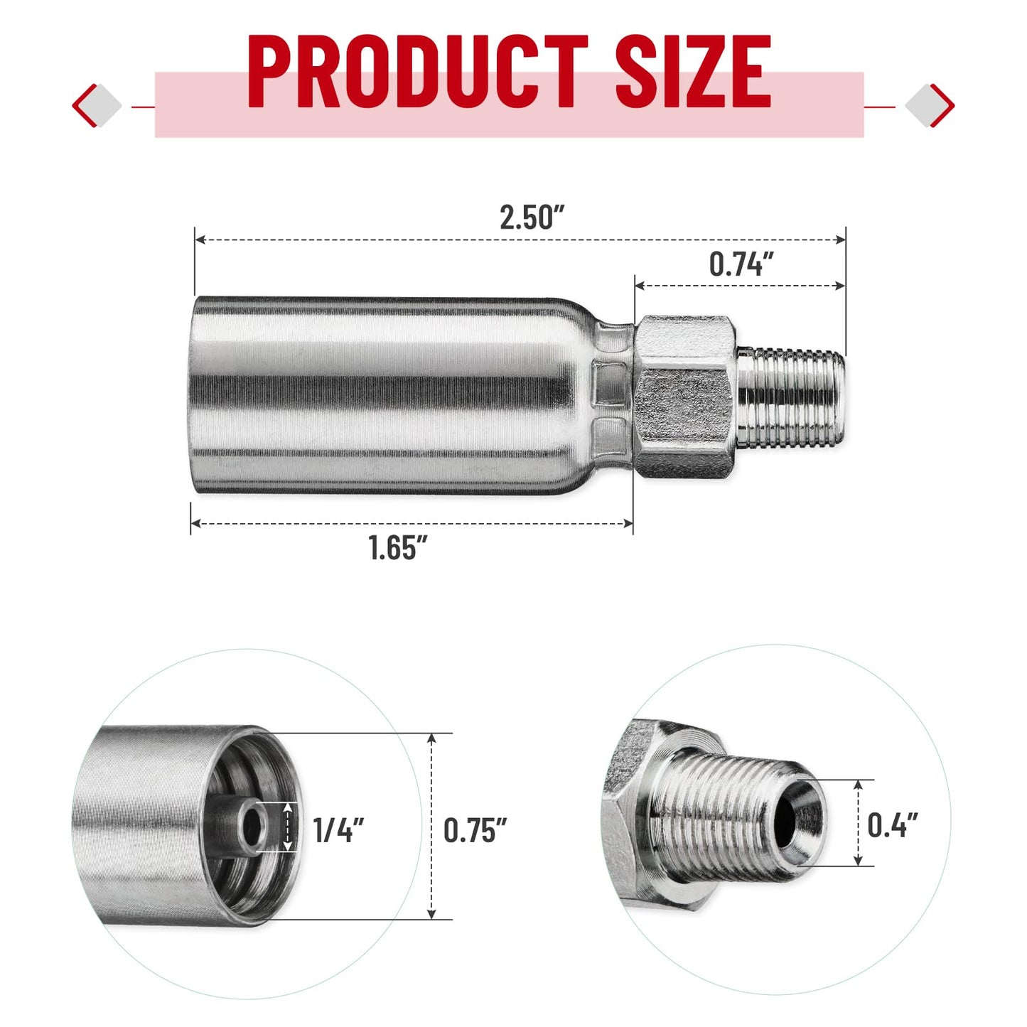 Racewill 12 Pack 1/8" NPTF Hydraulic Hose Fittings, 1/4" I.D. Hose x 1/8" NPTF Male with Protection Cover Hydraulic Hose End Crimp Fitting Kits