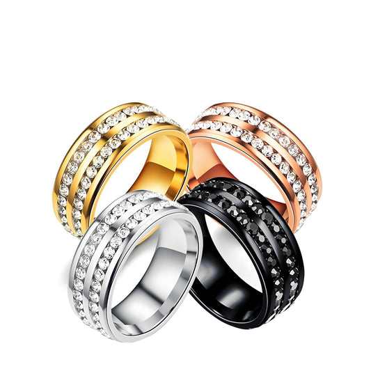 Mengji Life Magtherapy Lymphatic Drainage Titanium Ion Ring, Lymph Nodes Acupuncture Therapy Olux Rhinestones Rings For Women Men Health Calming Jewelry Gifts (G+RG+S+B, 9)