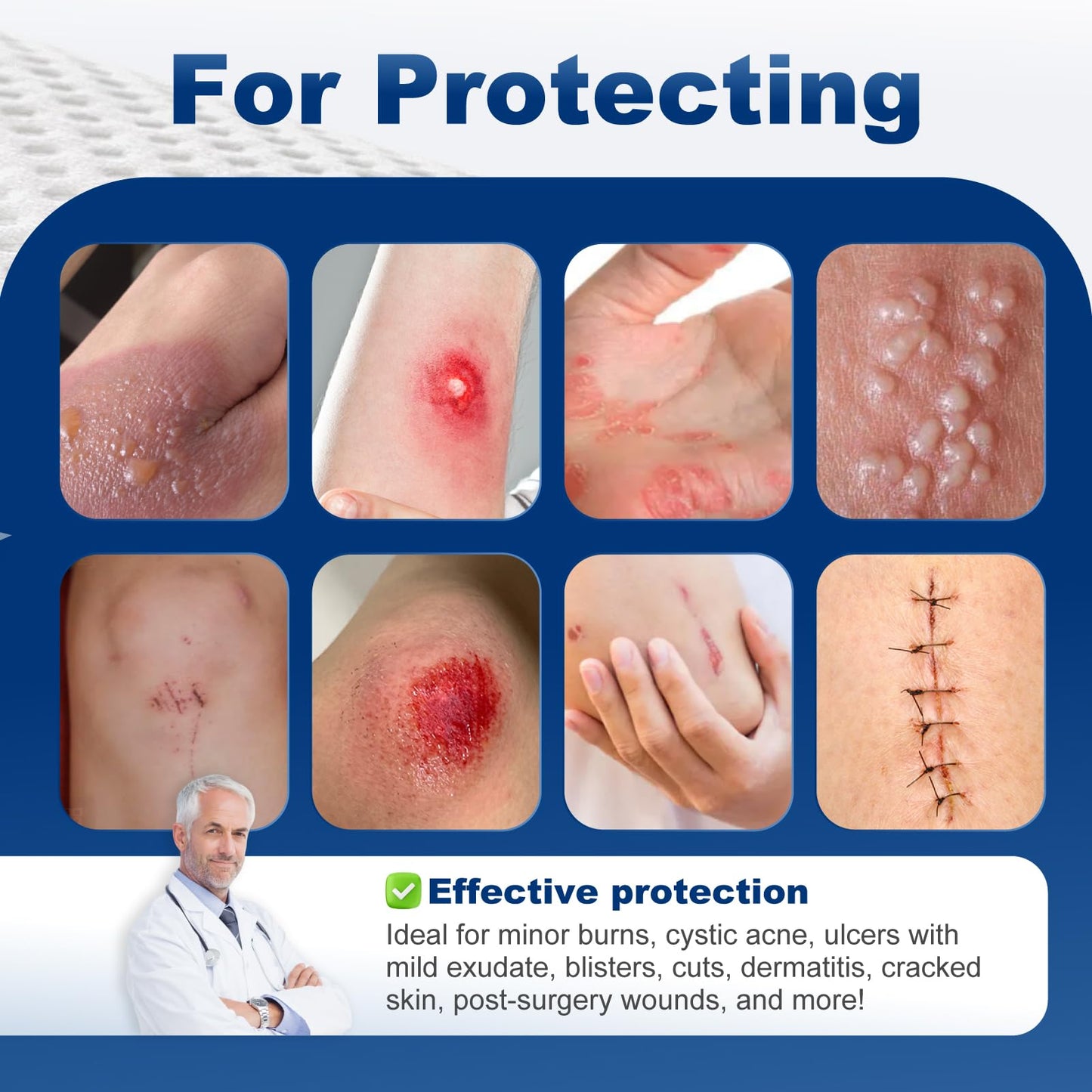 Ceeport Transparent Film Dressing with Pad 50 Pack,2.36"x2.75" Waterproof Bandages Adhesive Patches, Wound Cover Patches for Post Surgical, IV Shield, Tattoo Aftercare Bandage