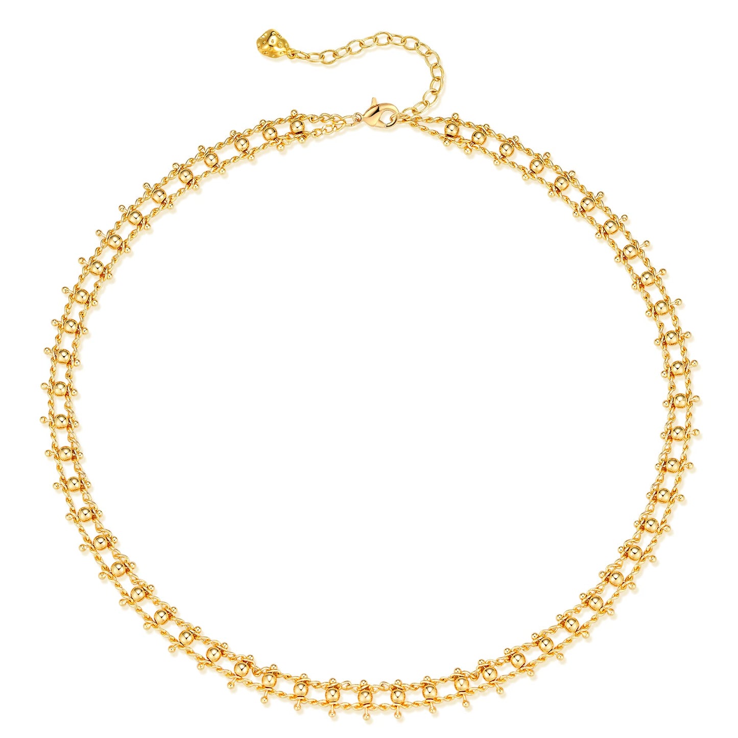MTMY Beads Choker Necklace,14K Gold Plated Dainty Beaded Chain Choker Necklace Delicate Fashion Jewelry Gift for Women(braided beads)
