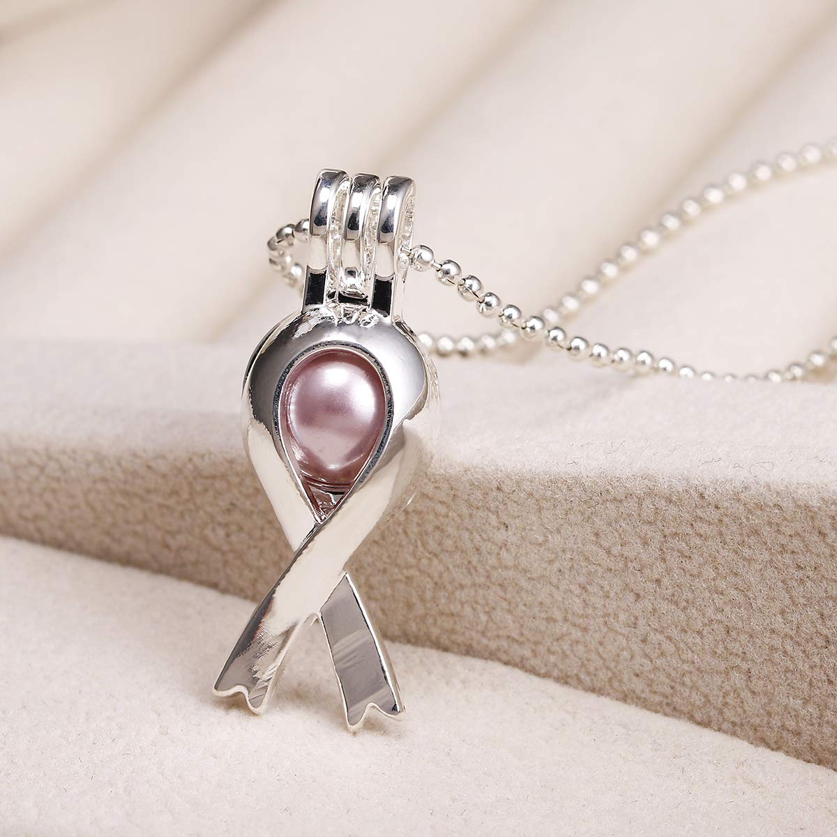 Vie jeune Mixed Pearl Cage Locket Pendants Set, Essential Oil Diffuser DIY Necklace Bracelet Jewelry Making Craft, Bulk Beads Aromatherapy Diffuser Charms Gifts for Women (Random 30pcs Silver)