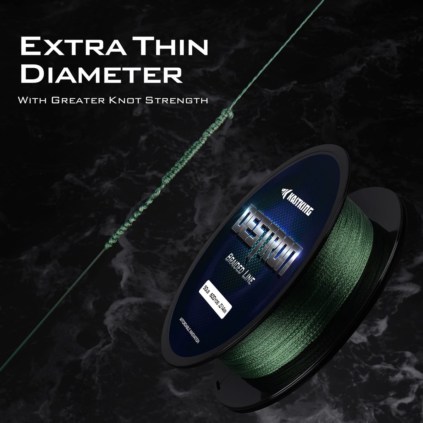 KastKing Destron Braided Fishing Line, Gray , 150 yds-8lb-0.13mm