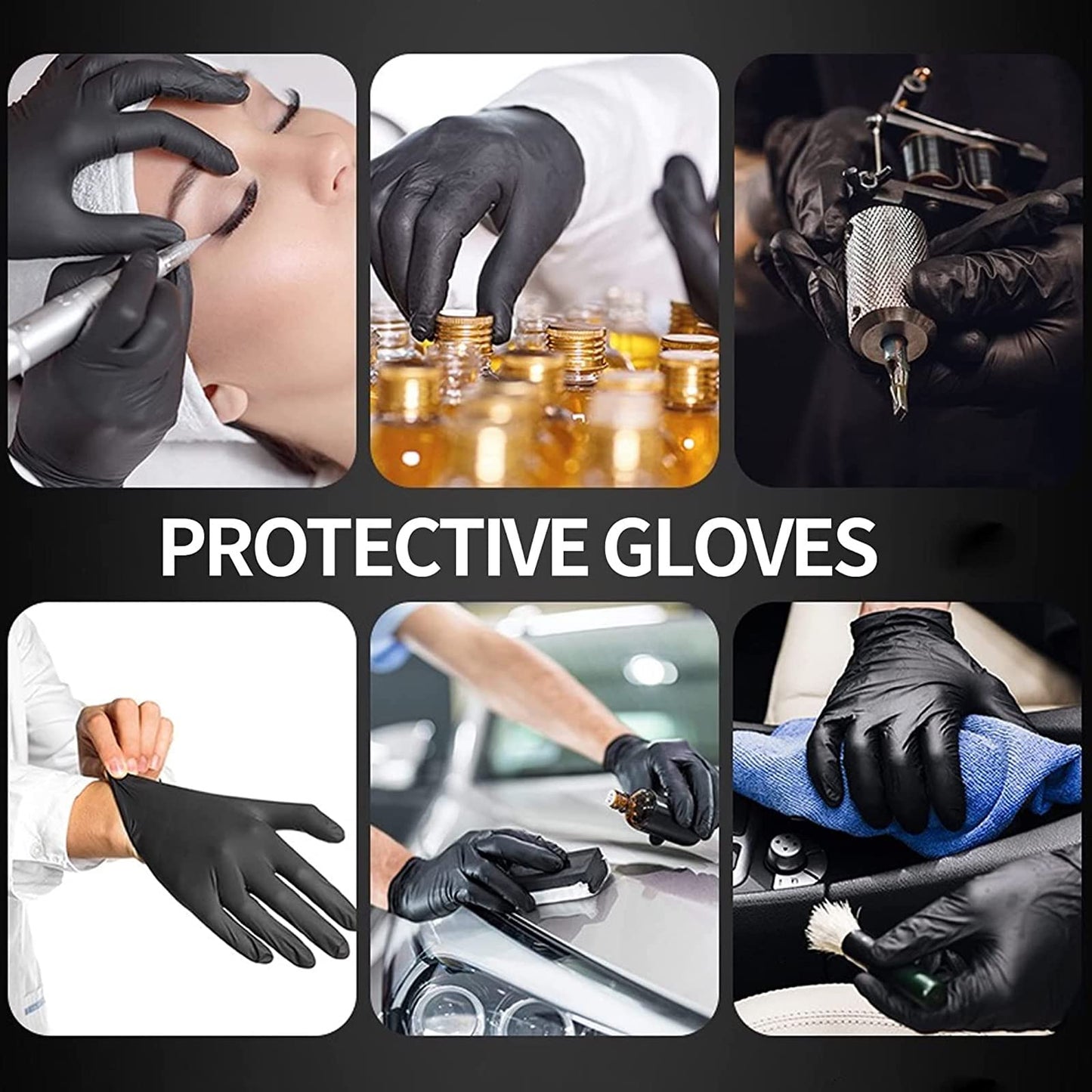 Intco Basic Medical BLACK Nitrile Exam Gloves, 5 Mil,- Latex-Free & Powder-Free, Case of 1000 (Small-1000)