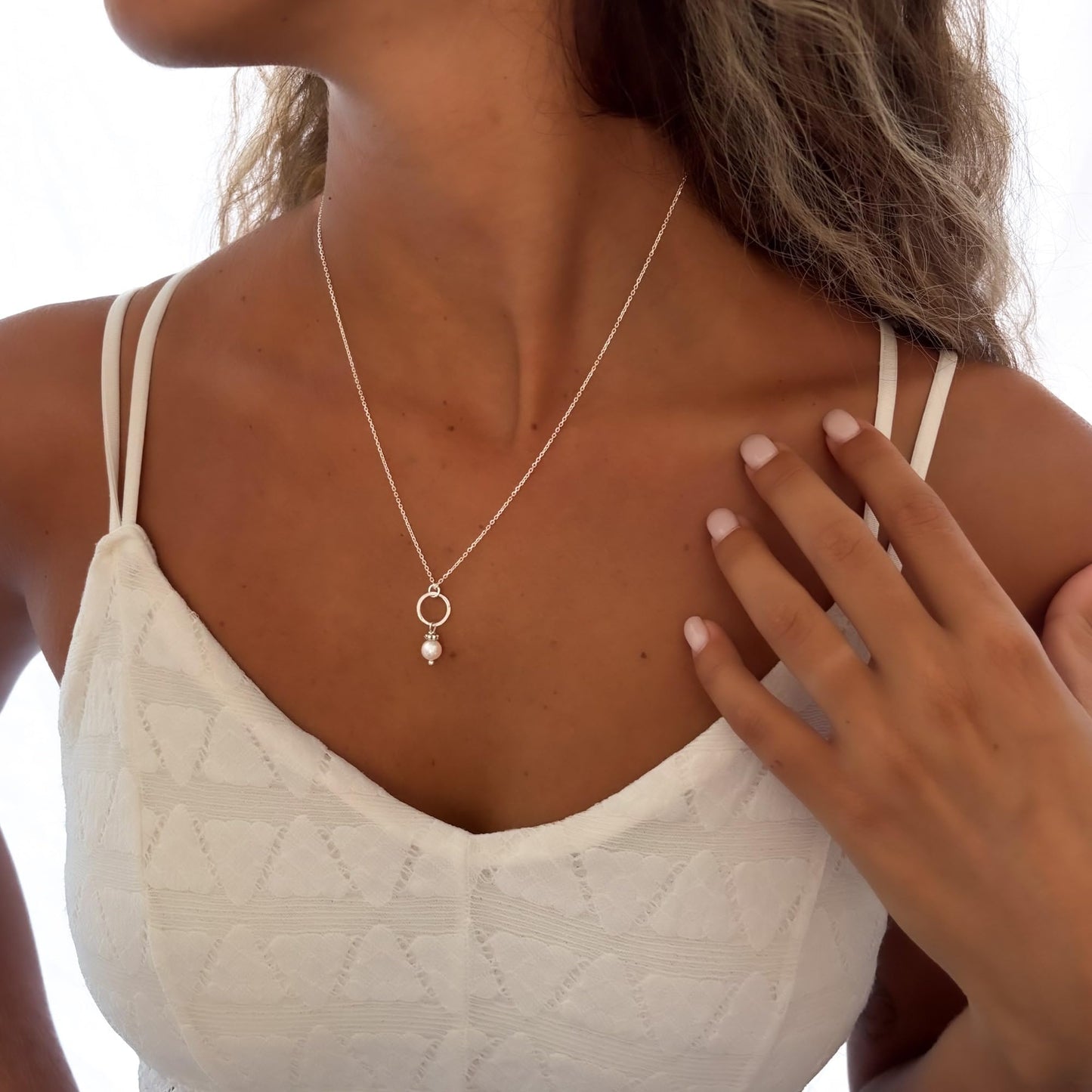 Annika Bella Unique Pearl Necklace, Elegant Charm Necklace, 925 Sterling Silver Chain, Dainty Jewelry for Women, Gift for Her/Girlfriend, Valentine's Day Gifts