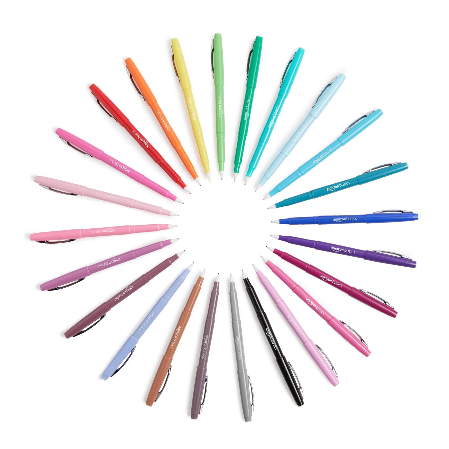 Amazon Basics Felt Tip Marker Pens, Black, Smooth Writing, for Writing, Drawing, Journaling and Note Taking, 24-Pack