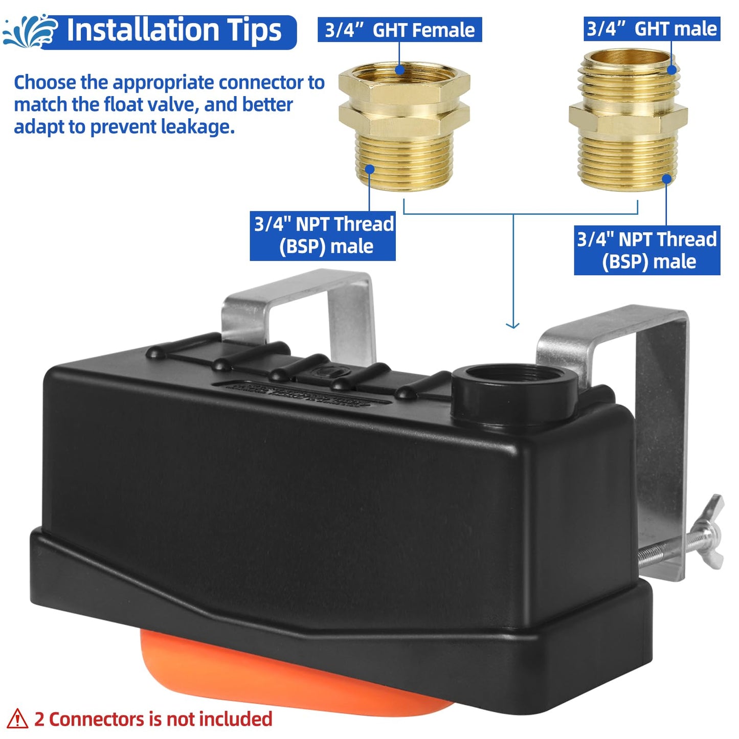 Water Trough Float Valve Livestock Stock Tank Float Valve for Water Tank of Pond Farm Livestock Cattle Goat Horse Pool,2PCS Automatic Control Waterer Level