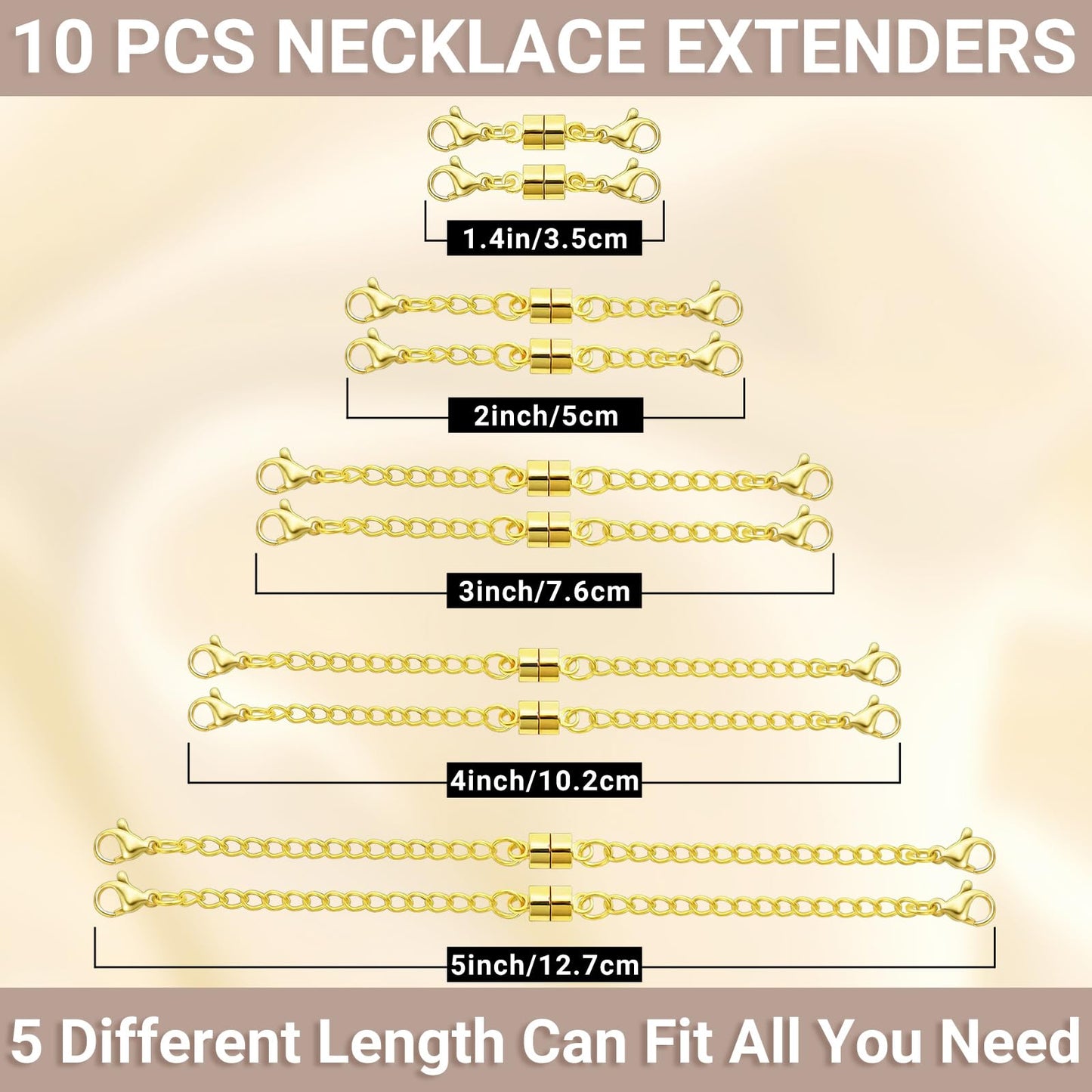 MKCYD Necklace Extender with Magnetic Clasps, Gold Magnetic Necklace Clasps and Closures with Necklace Extenders for Women