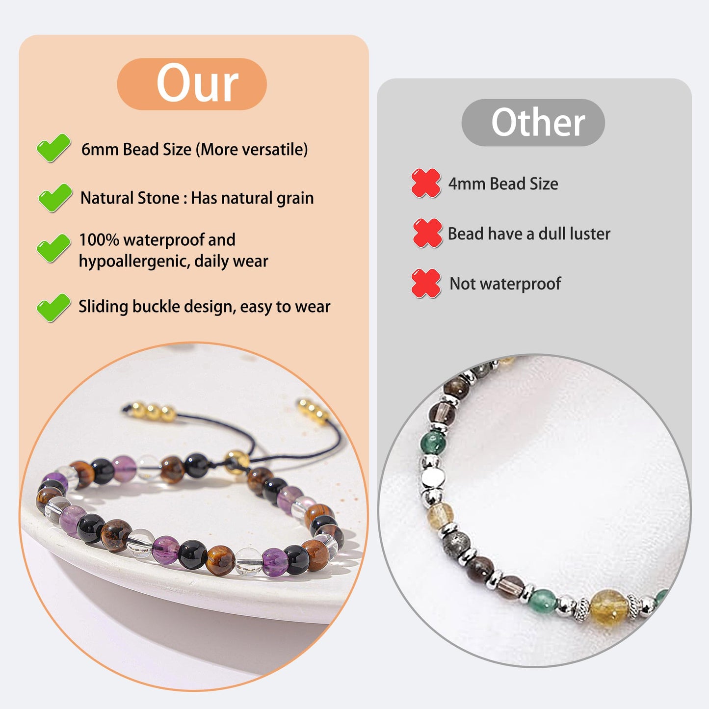 NUKAYAI Calming Bracelet for Women Gifts Healing Crystals Howlite Sodalite Aquamarine Jewelry Natural Stones for Women Friend Sister
