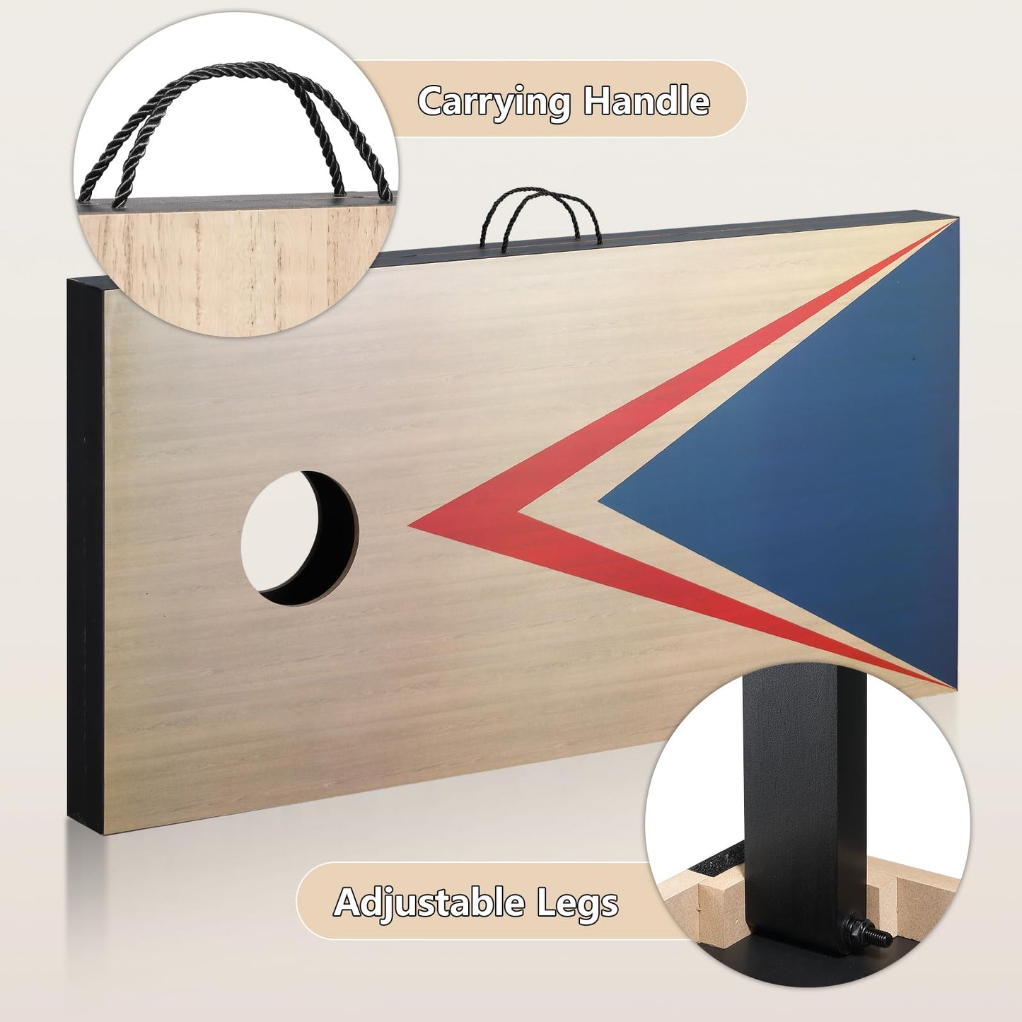 TIXWOOK Cornhole Sets 4 x 2 ft with 8 Bean Bags Regulation Size, Corn Hole Games for Adults Outdoor Bean Bag Toss Game