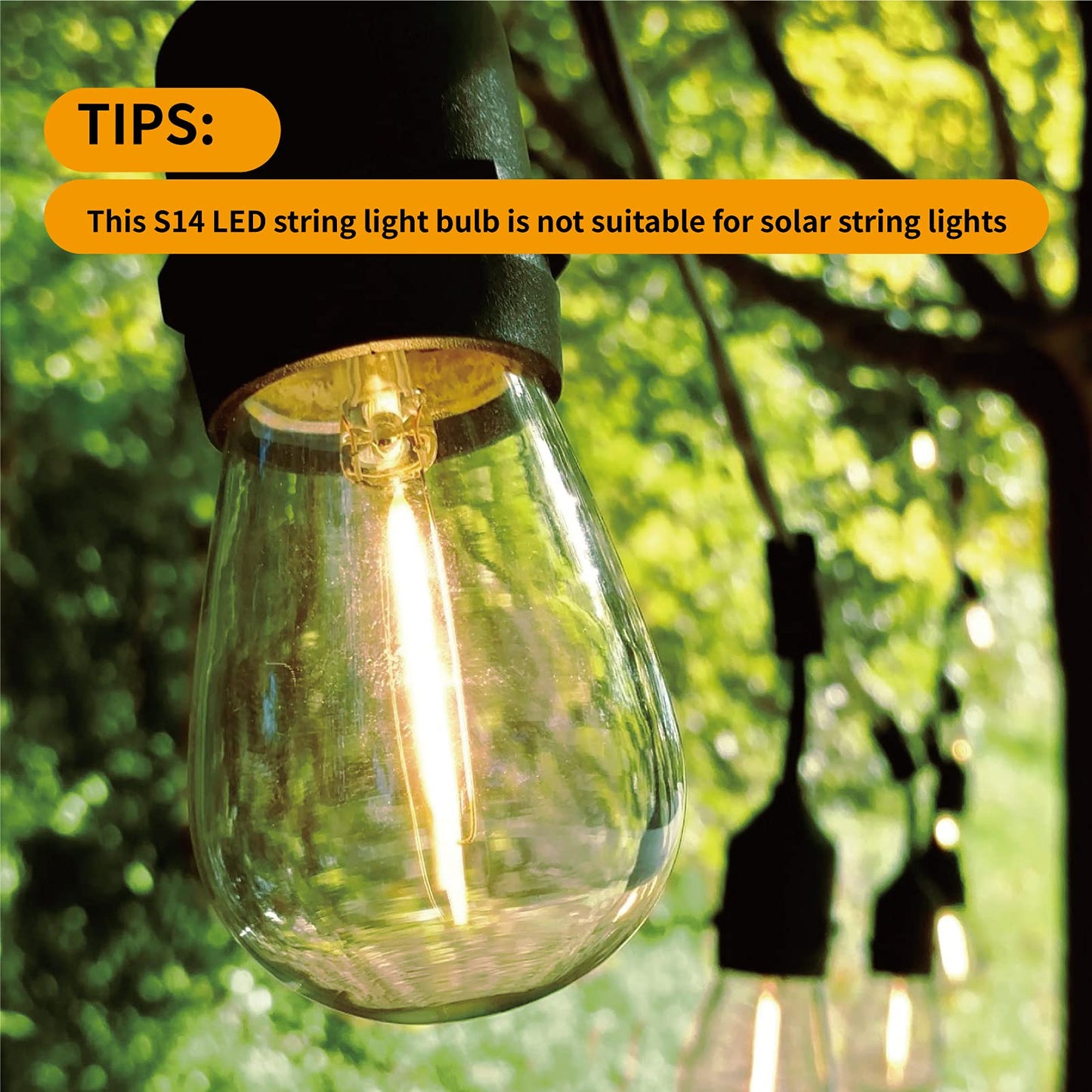 VISTERLITE 30 Pack S14 Edison Light Bulbs, Shatterproof LED Replacement Bulbs for String Lights, Patio Low Wattage LED Filament Clear Bulb, E26 Medium Base, Warm White 2200K, Non-Dimmable