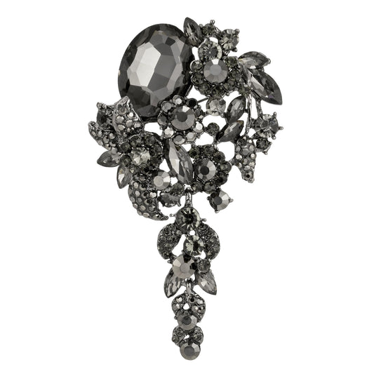 SELOVO Long Black Flower Brooch Pin for Women Wedding Party Brooch Pendant